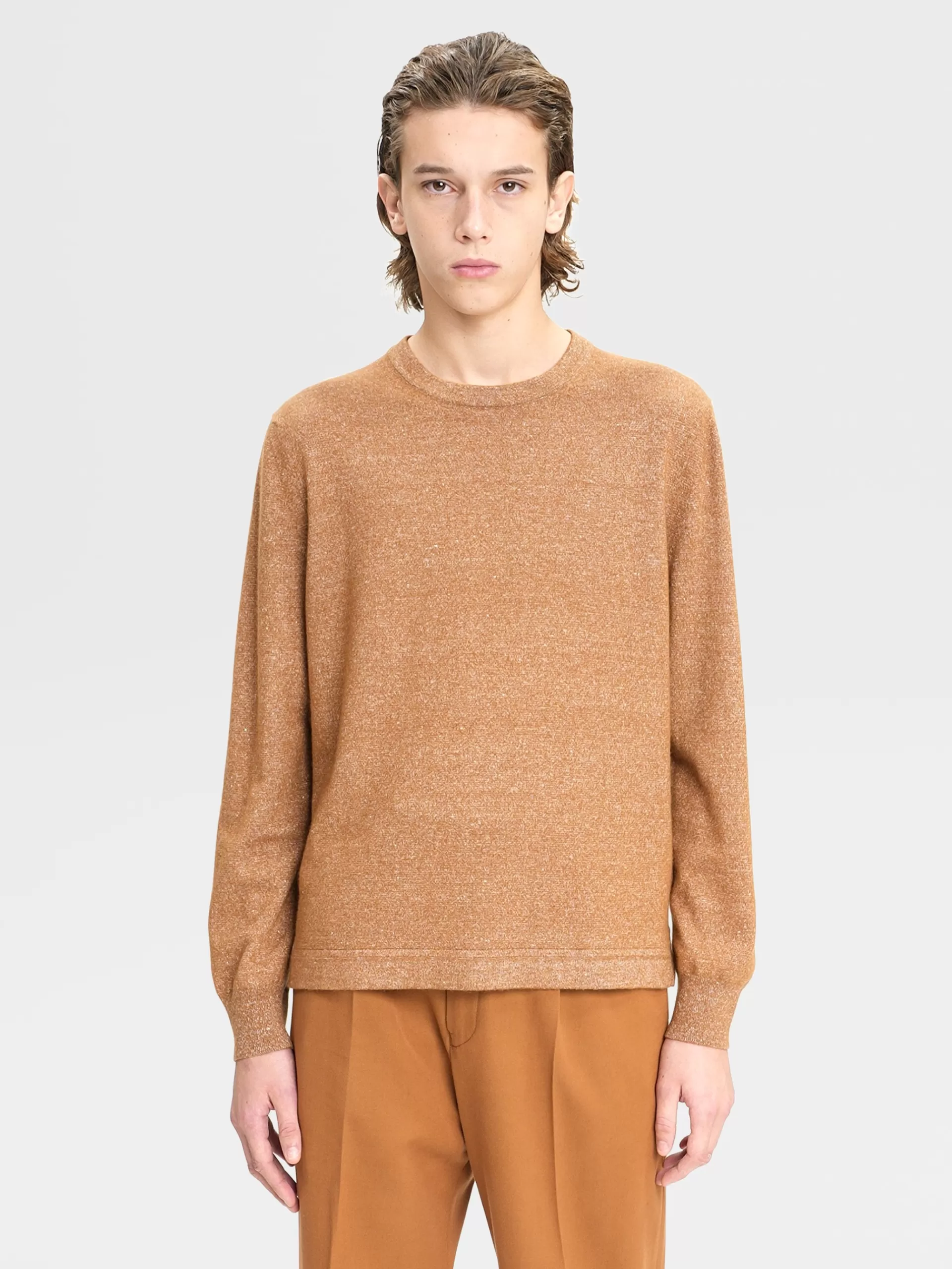 ZEGNA Malhas^Camisola De Malha De Gola Redonda Cor Oasi Cashmere Vicunha