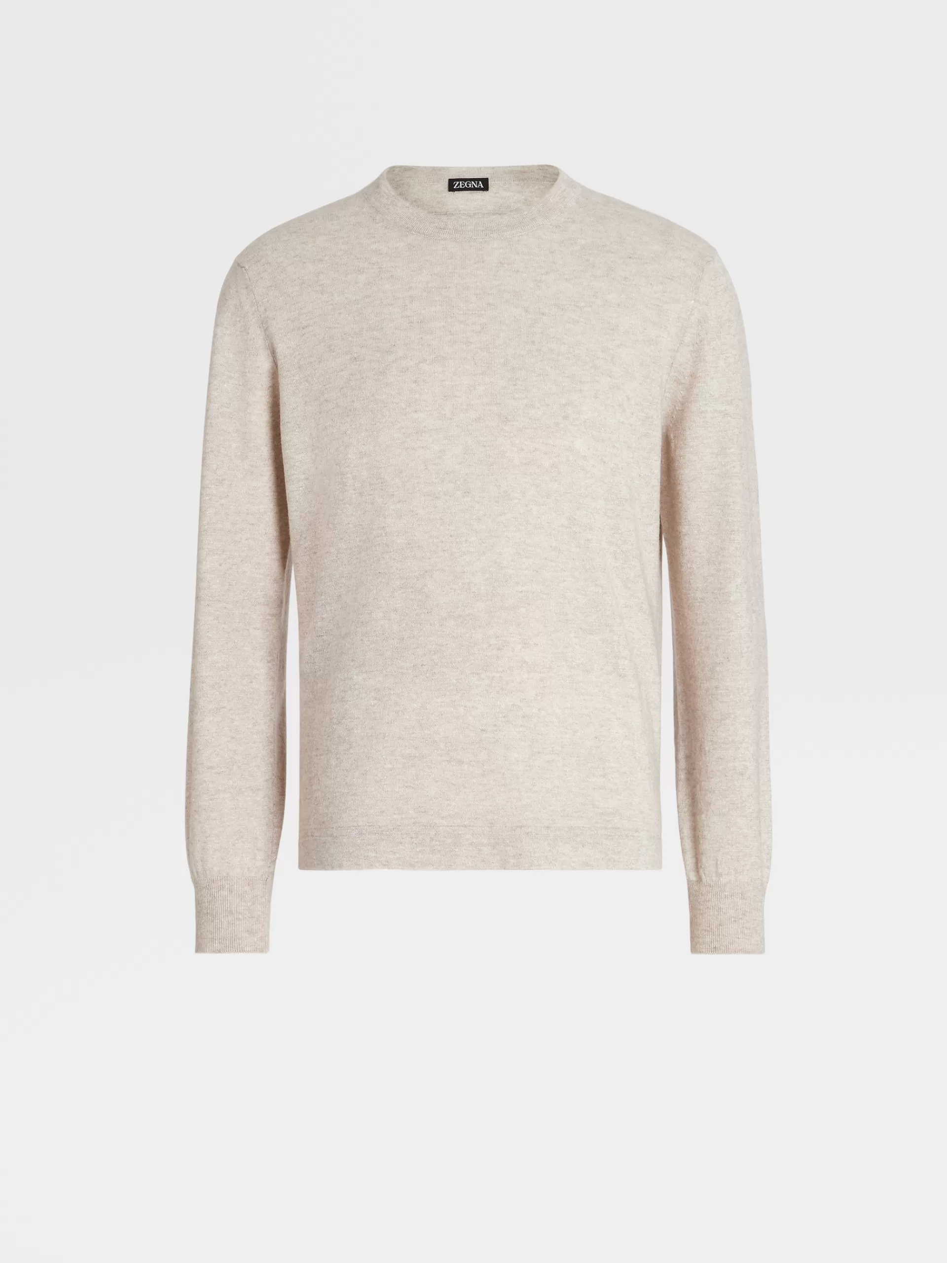 ZEGNA Malhas^Camisola De Malha De Gola Redonda No Tom Mesclado Oasi Cashmere Bege-Claro