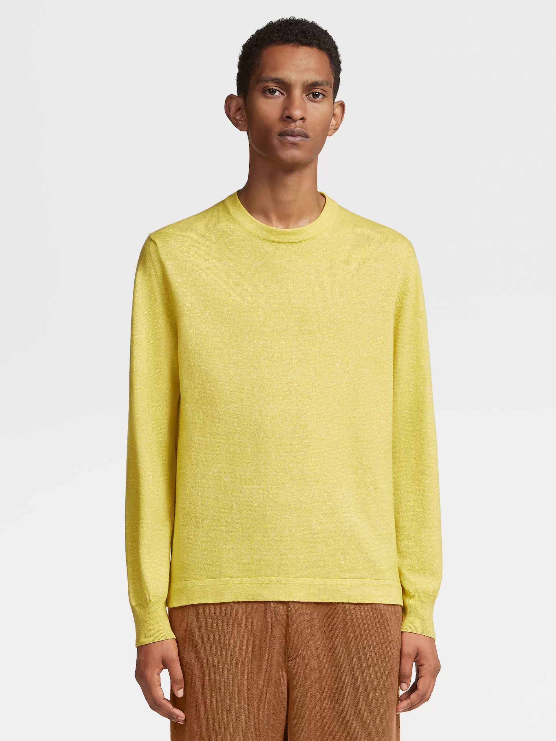 ZEGNA Malhas^Camisola De Malha De Gola Redonda No Tom Mesclado Oasi Cashmere Amarelo