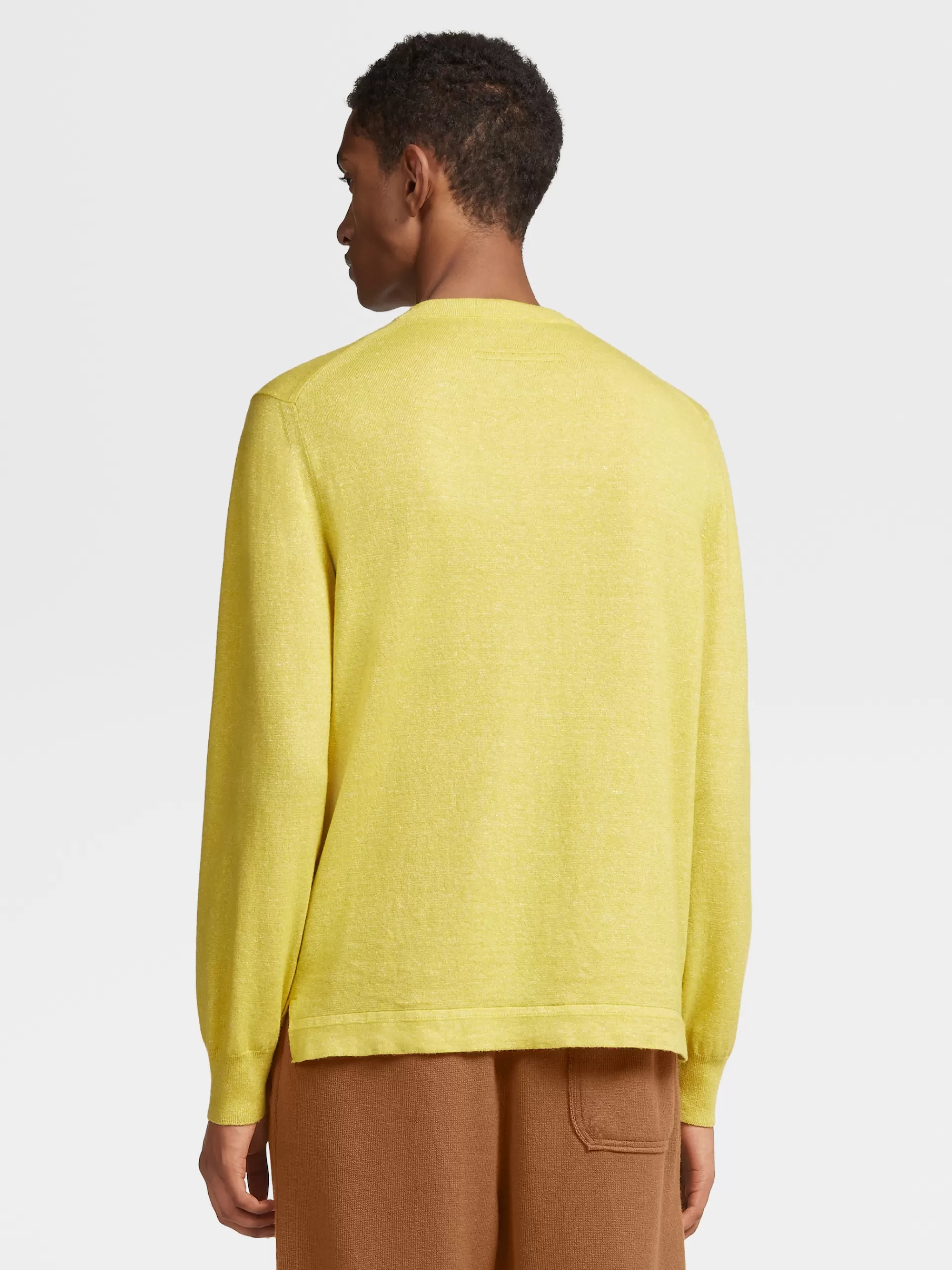 ZEGNA Malhas^Camisola De Malha De Gola Redonda No Tom Mesclado Oasi Cashmere Amarelo