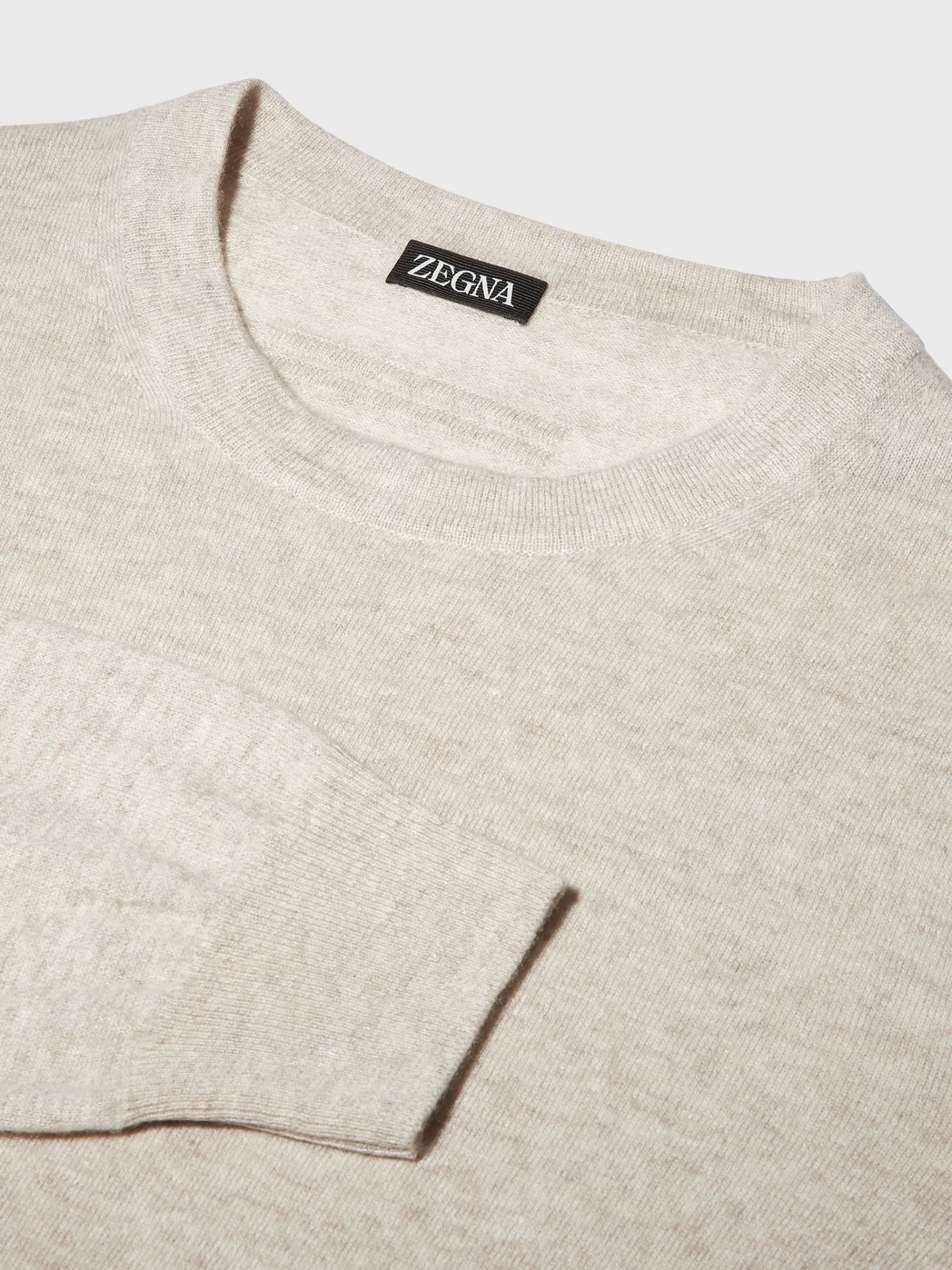 ZEGNA Malhas^Camisola De Malha De Gola Redonda No Tom Mesclado Oasi Cashmere Bege-Claro