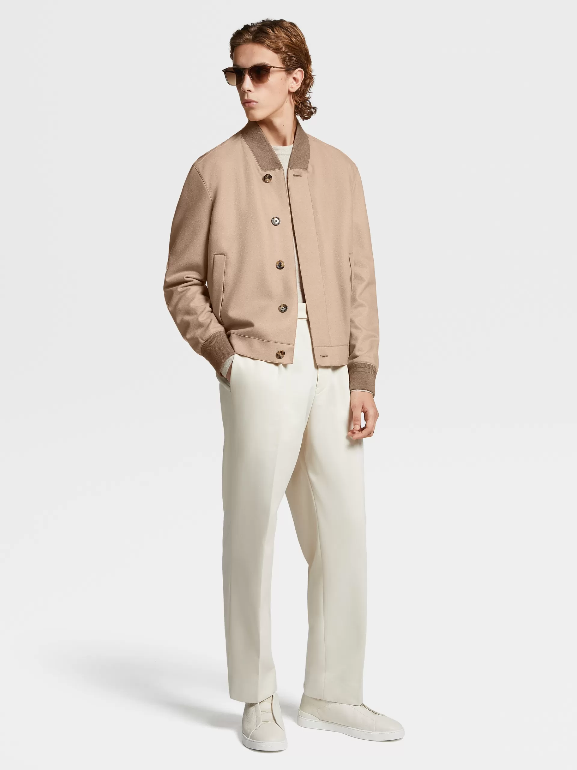 ZEGNA Malhas^Camisola De Malha De Gola Redonda No Tom Mesclado Oasi Cashmere Bege-Claro