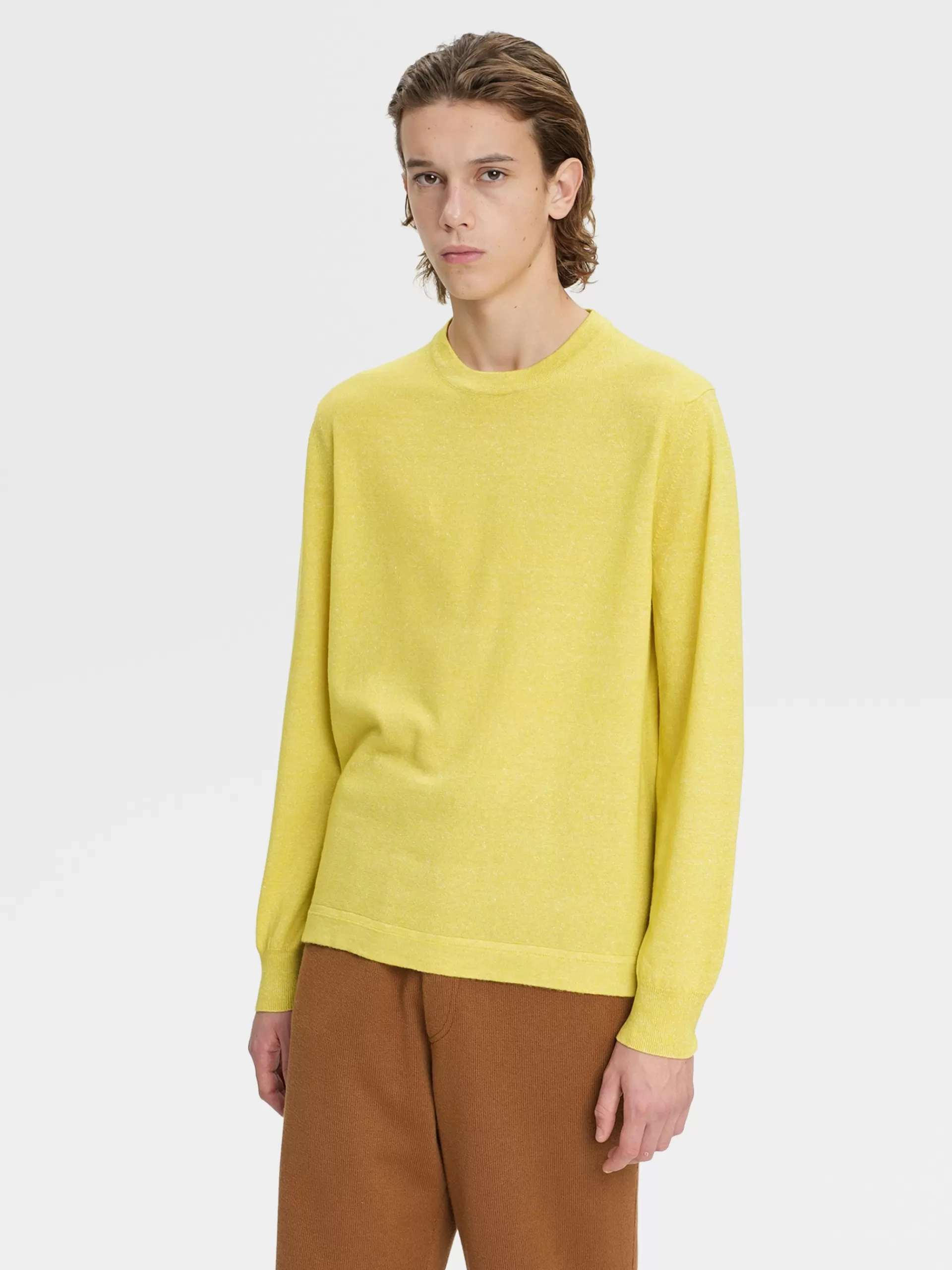 ZEGNA Malhas^Camisola De Malha De Gola Redonda No Tom Mesclado Oasi Cashmere Amarelo