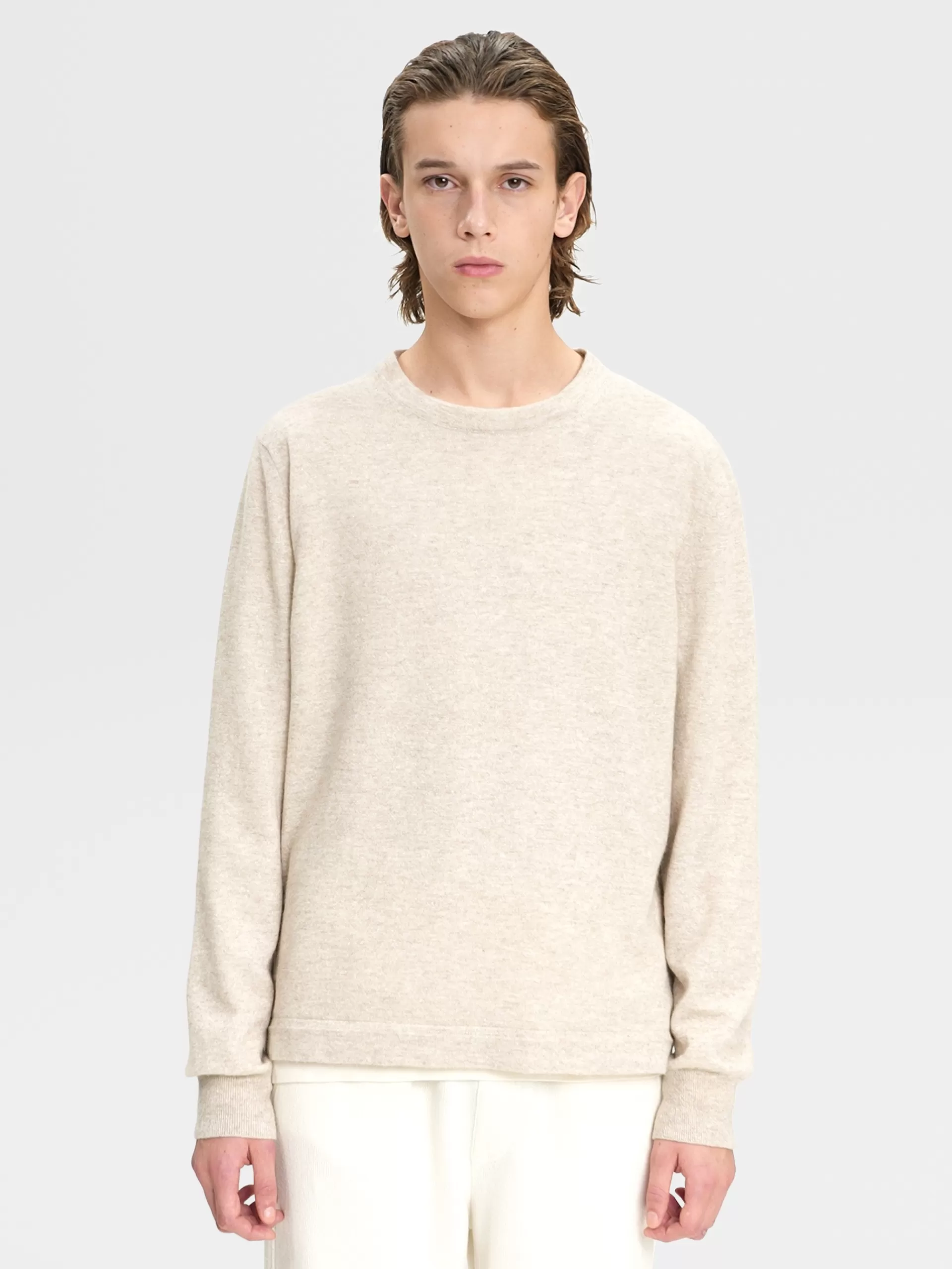 ZEGNA Malhas^Camisola De Malha De Gola Redonda No Tom Mesclado Oasi Cashmere Bege-Claro