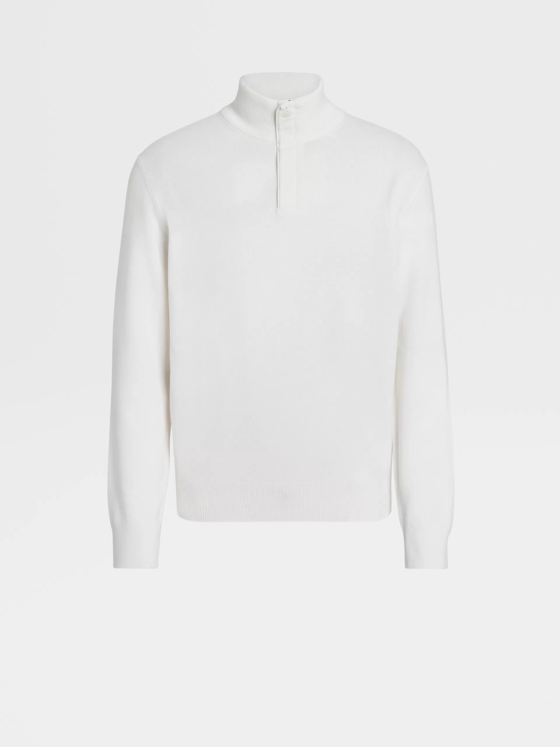 ZEGNA Malhas^Camisola De Meia Gola Oasi Cashmere Com Fecho De Correr Branca Branco