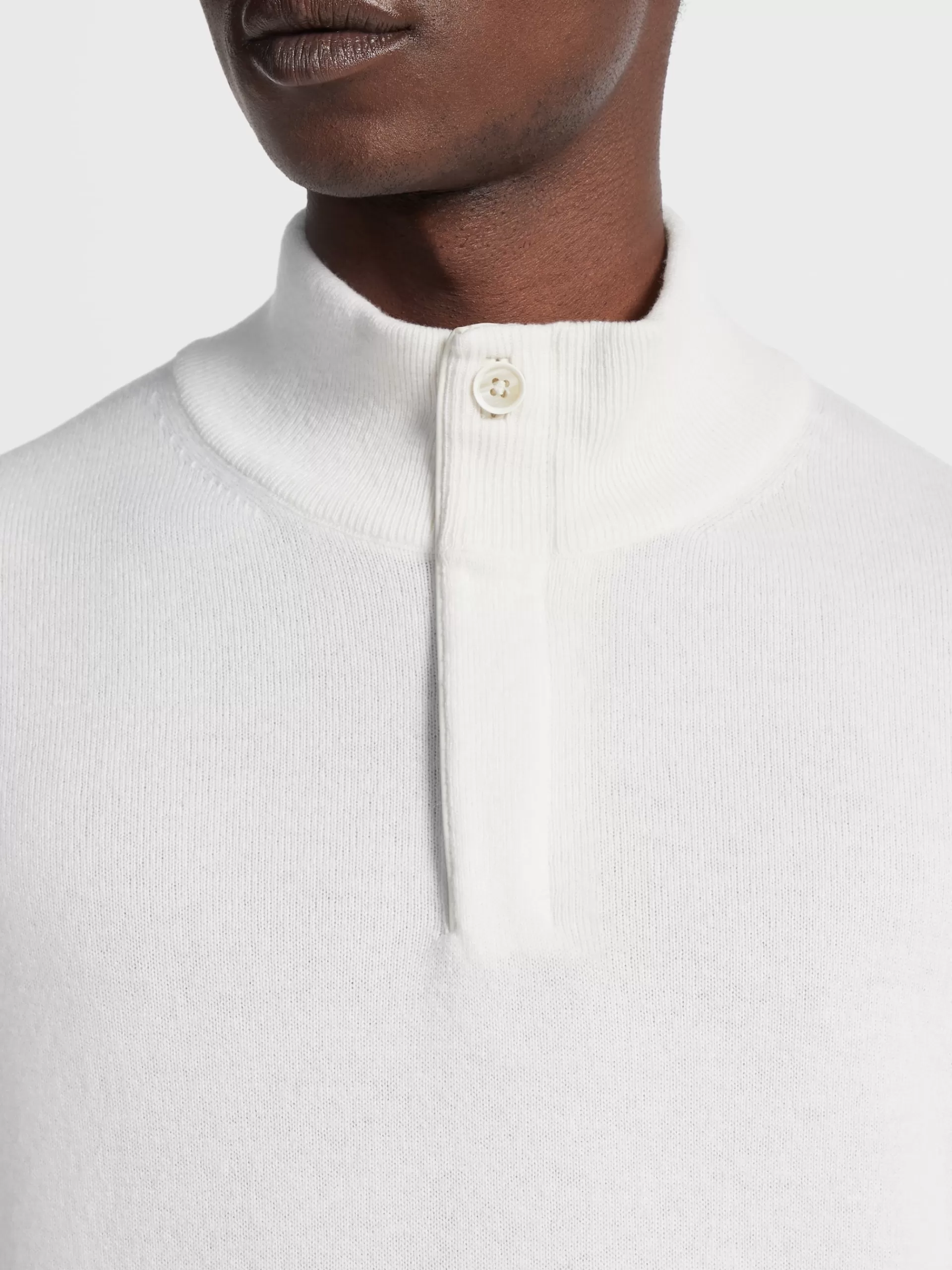 ZEGNA Malhas^Camisola De Meia Gola Oasi Cashmere Com Fecho De Correr Branca Branco