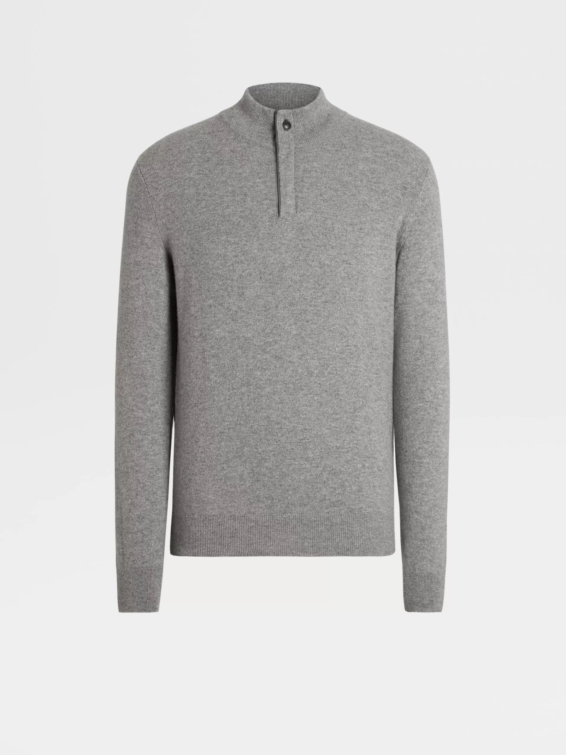 ZEGNA Malhas^Camisola De Meia Gola Oasi Cashmere Com Fecho De Correr Cinza Mesclado Cinzento-Mesclado