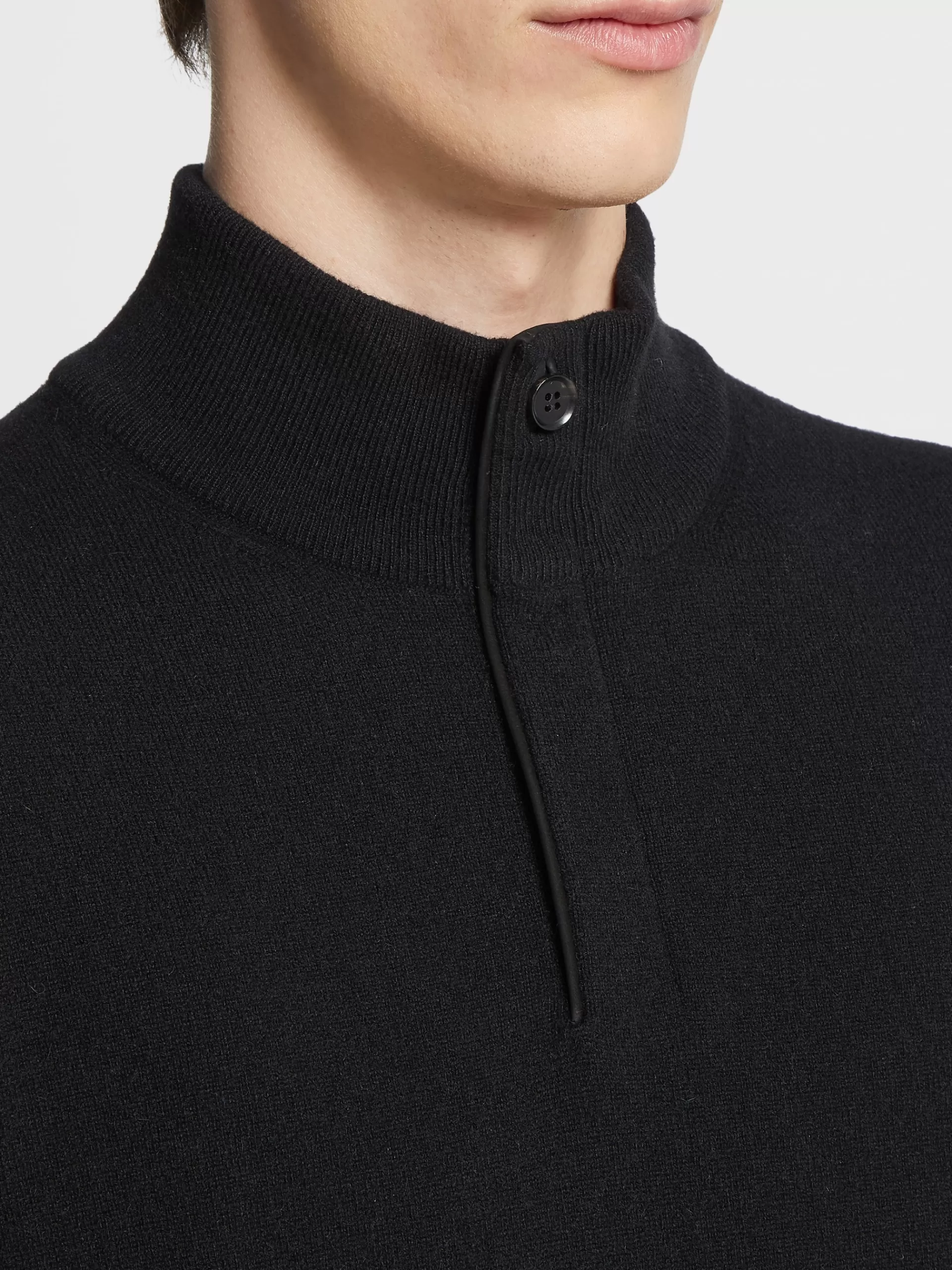 ZEGNA Malhas^Camisola De Meia Gola Oasi Cashmere Com Fecho De Correr Preta Preto