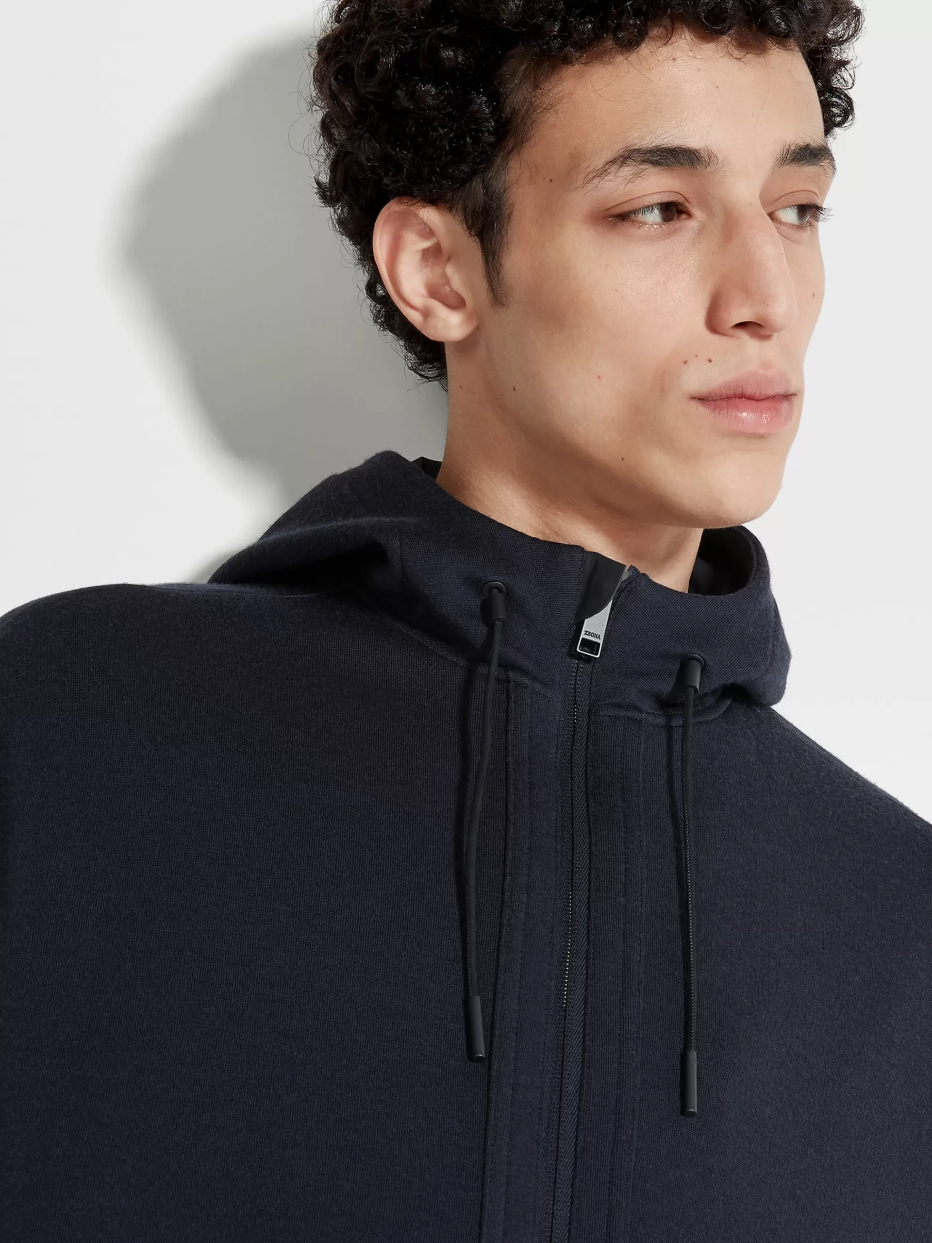 ZEGNA Sweatshirts^Camisola Em La High Performance™ Com Capuz E Fecho De Correr Integral Azul-Marinho