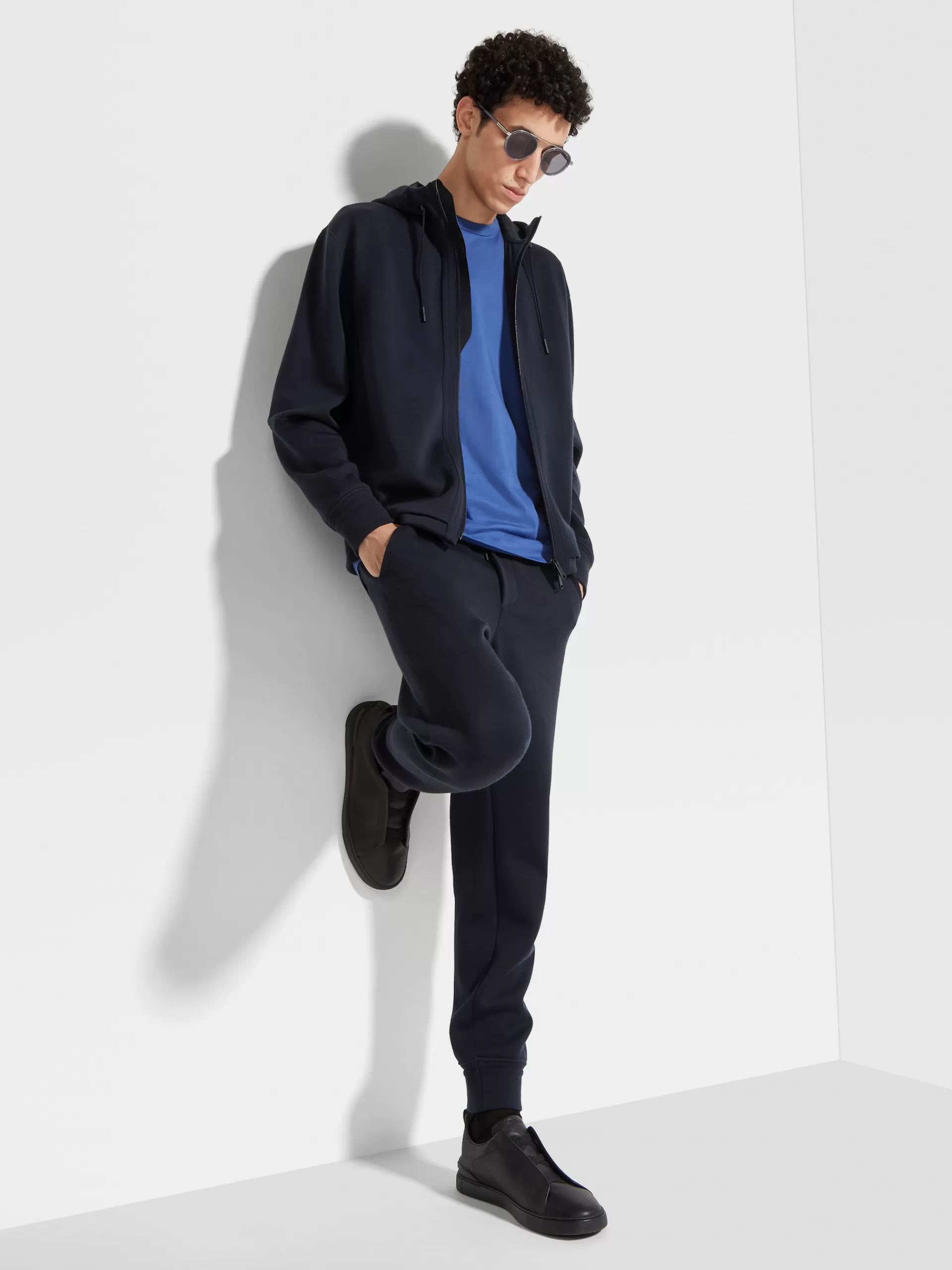 ZEGNA Sweatshirts^Camisola Em La High Performance™ Com Capuz E Fecho De Correr Integral Azul-Marinho
