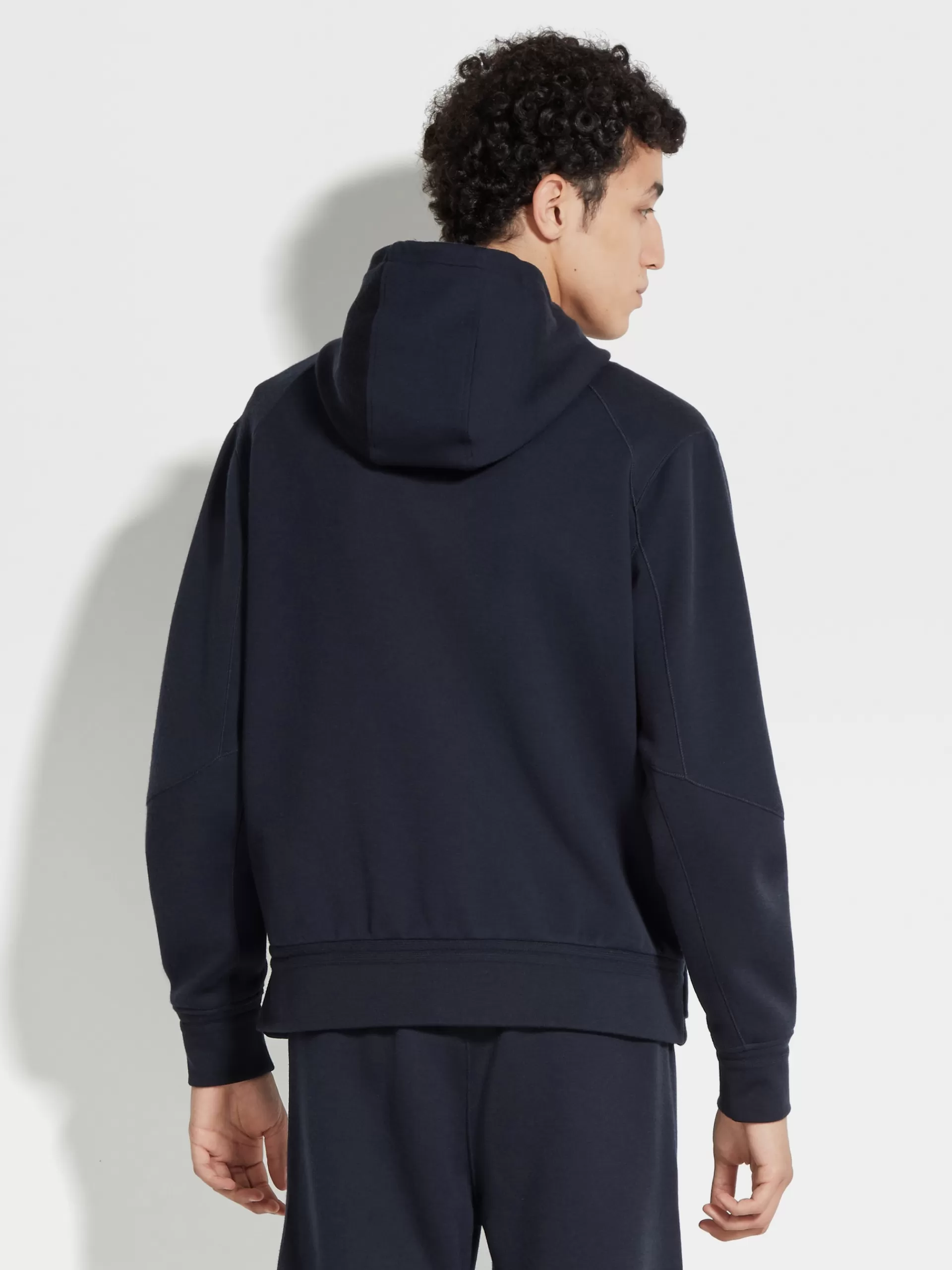 ZEGNA Sweatshirts^Camisola Em La High Performance™ Com Capuz E Fecho De Correr Integral Azul-Marinho