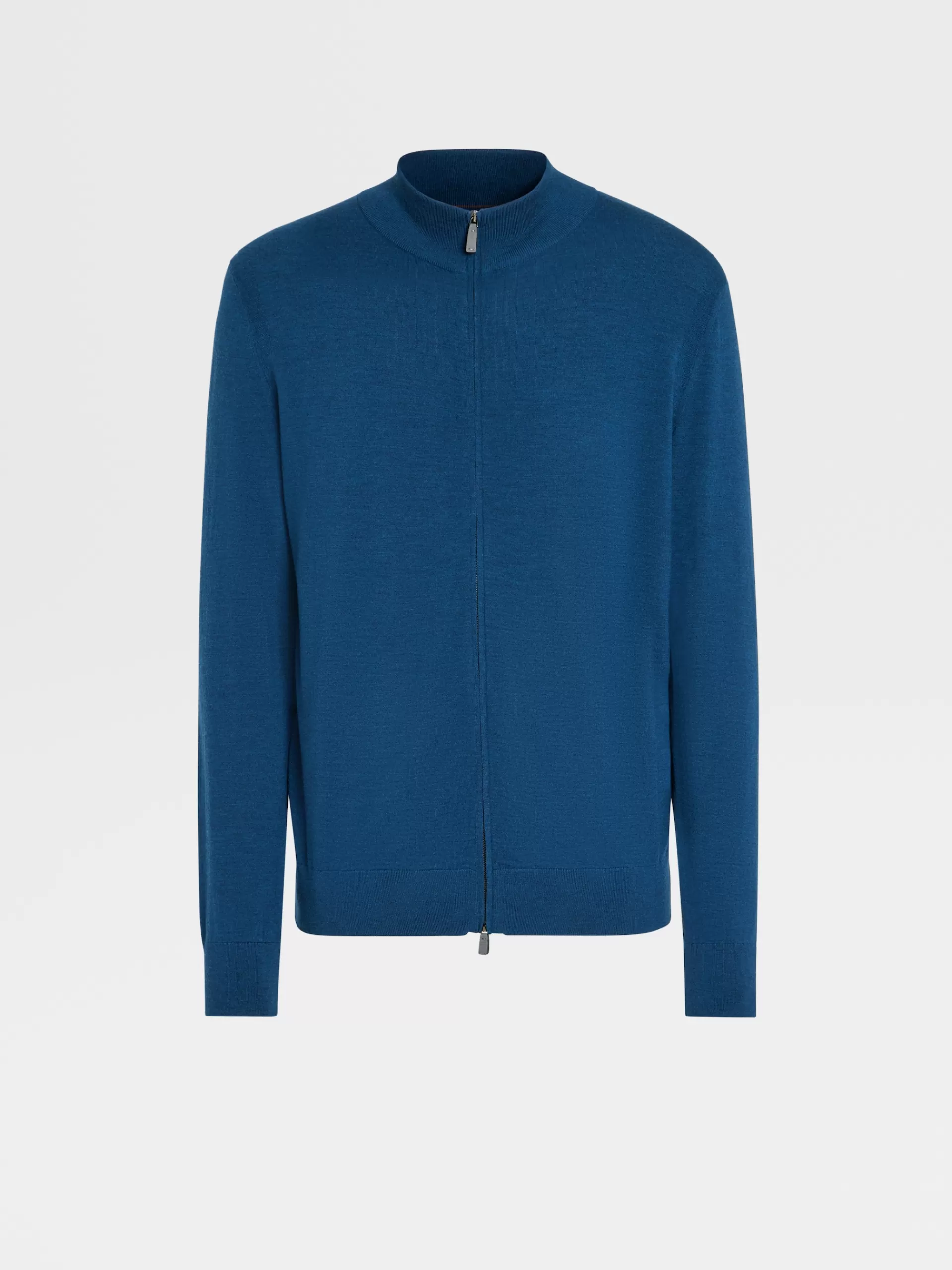 ZEGNA Roupa Desportiva^Cardiga De Malha Em La 12Milmil12 Com Fecho De Correr Integral Azul-Petroleo