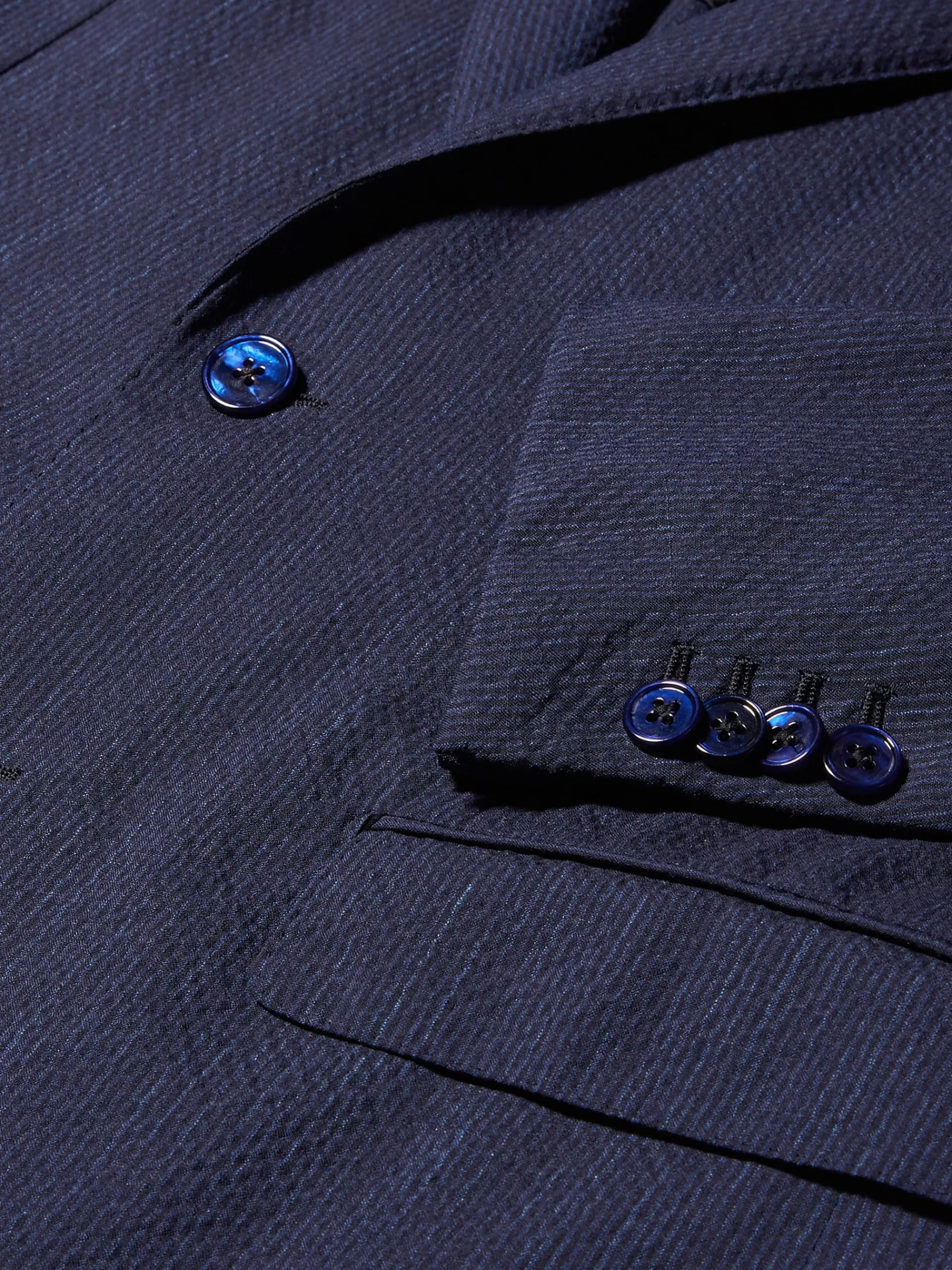 ZEGNA Blazers^Casaco Azul Em La, Seda E Linho Trofeo™ Seersucker Com Micropadrao De Xadrez Azul/Azul-Marinho
