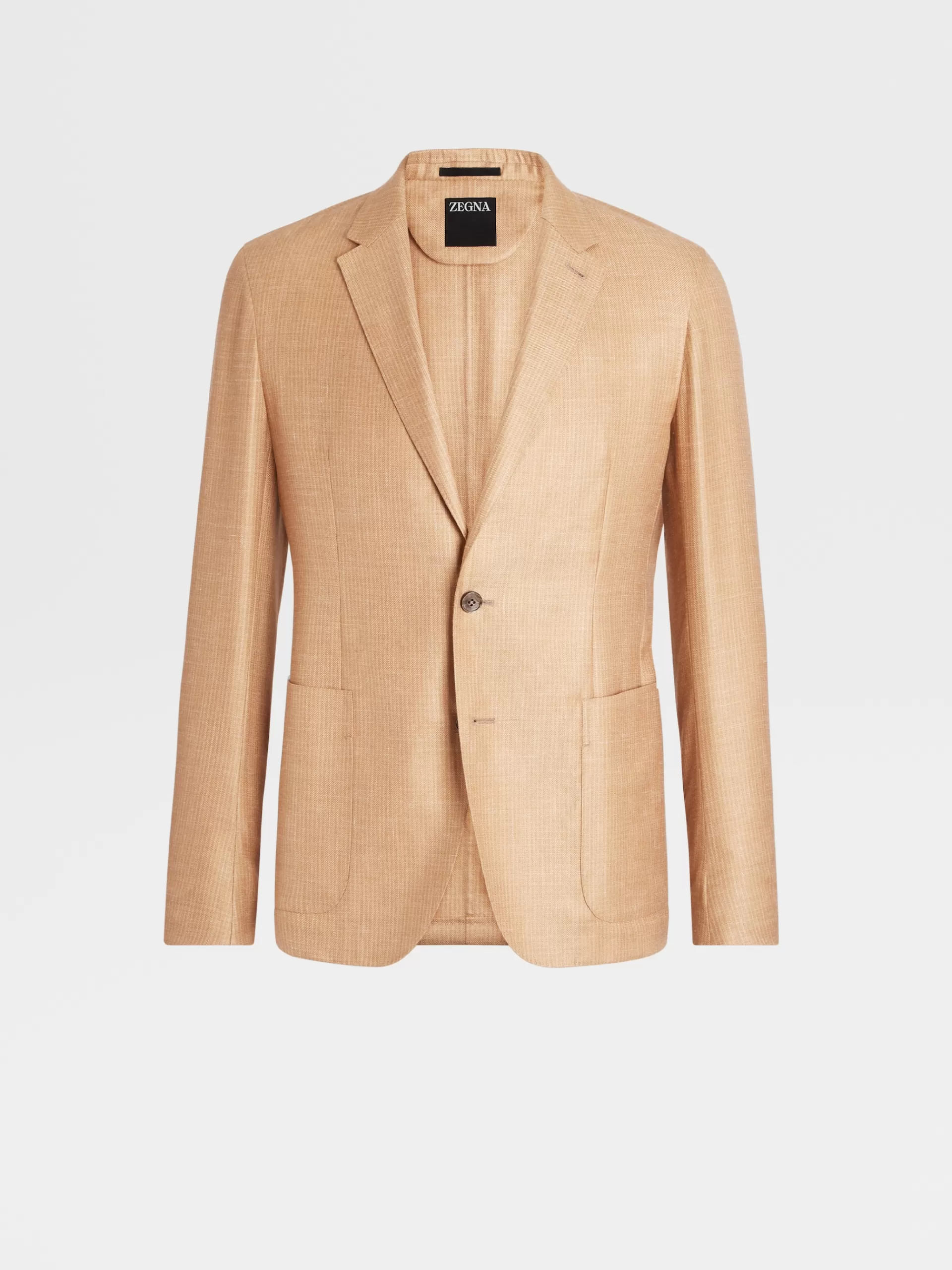 ZEGNA Blazers^Casaco Camiseiro Bege-Claro Em Seda, Caxemira E Linho Com Riscas Finas Bege-Claro/Bege