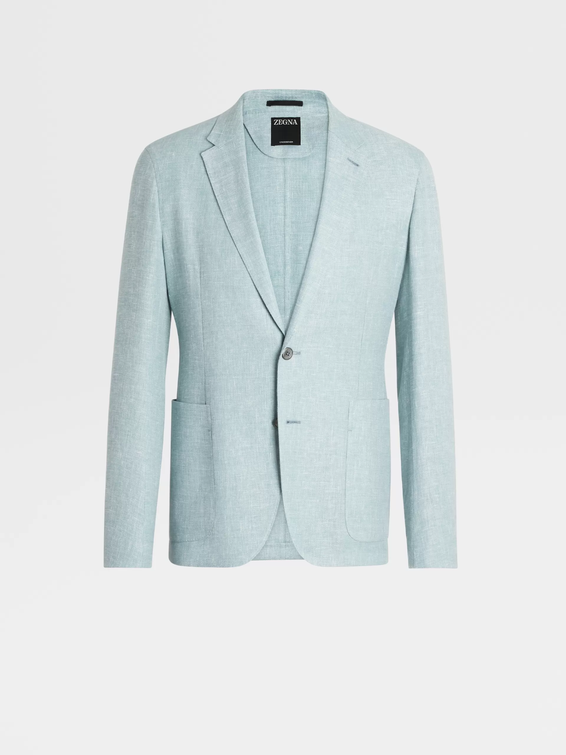ZEGNA Blazers^Casaco Camiseiro Crossover Microestruturado Em Mistura De Linho E La Verde-Agua
