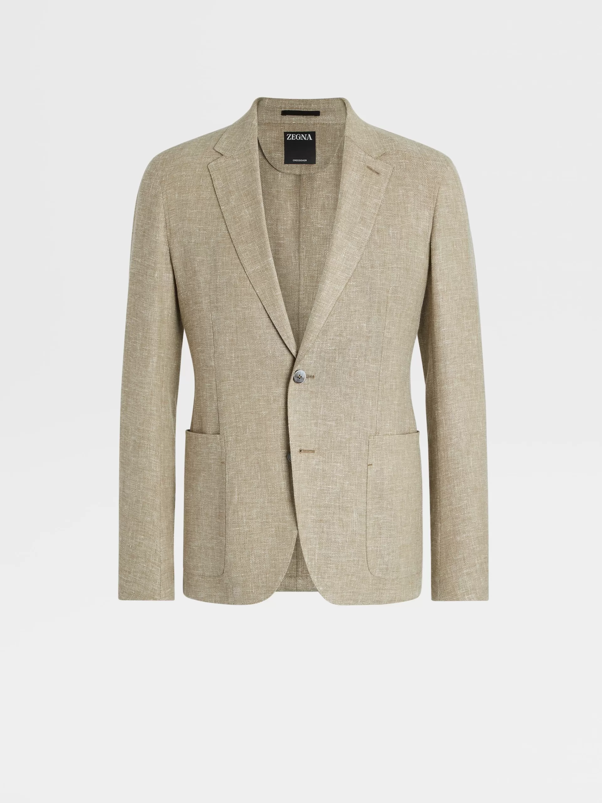 ZEGNA Blazers^Casaco Camiseiro Crossover Microestruturado Em Mistura De Linho E La Verde-Tropa Claro