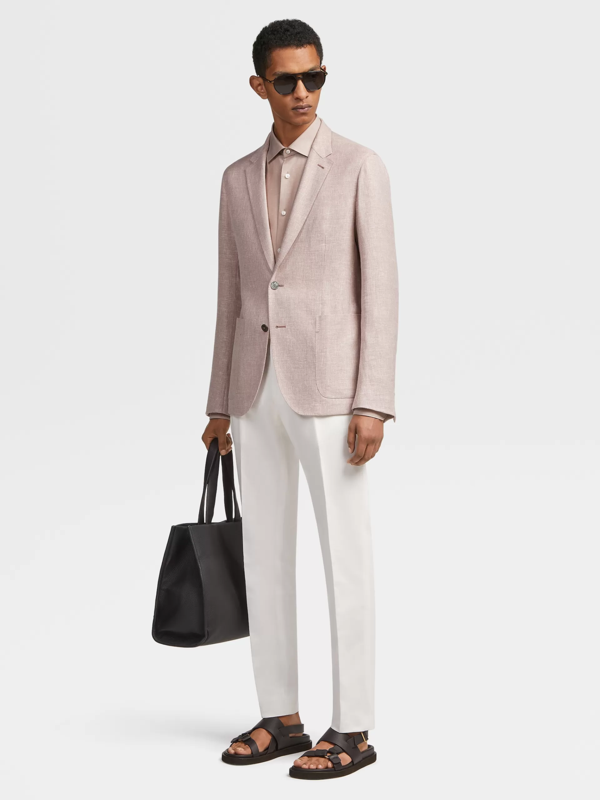 ZEGNA Blazers^Casaco Camiseiro Crossover Microestruturado Em Mistura De Linho E La Rosa-Velho