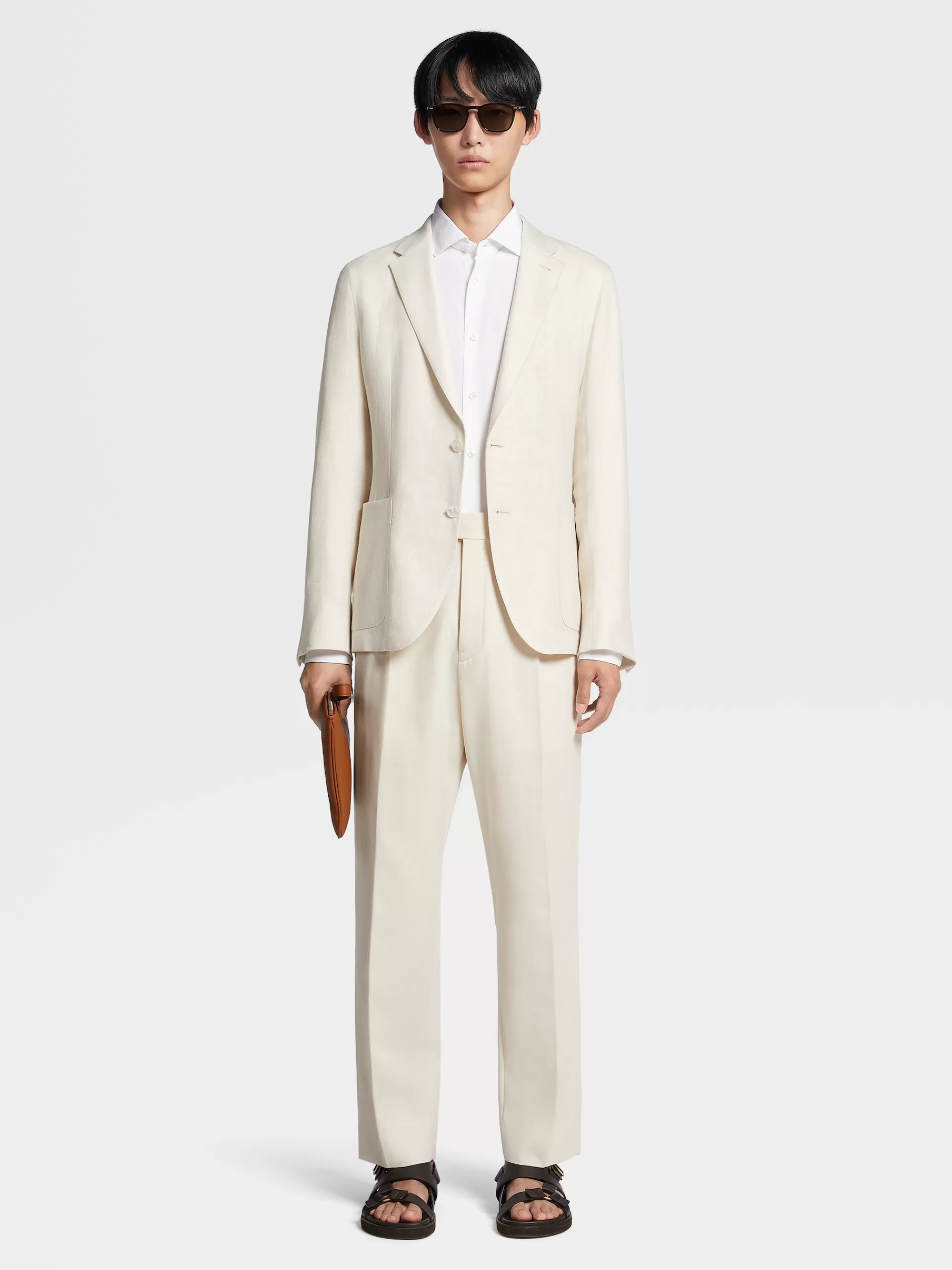 ZEGNA Blazers^Casaco Camiseiro Crossover Microestruturado Em Mistura De Linho E La Esbranquicado