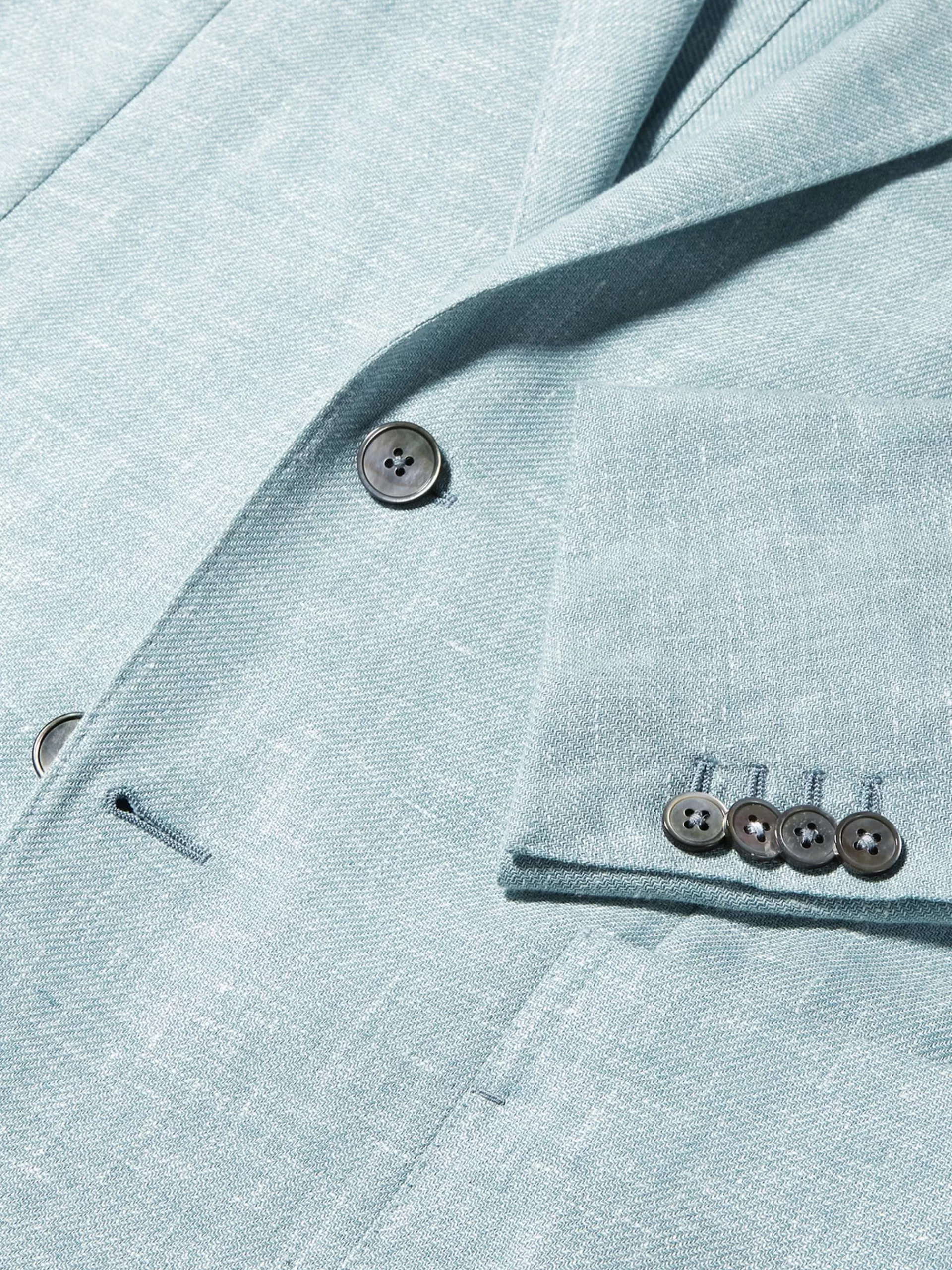 ZEGNA Blazers^Casaco Camiseiro Crossover Microestruturado Em Mistura De Linho E La Verde-Agua