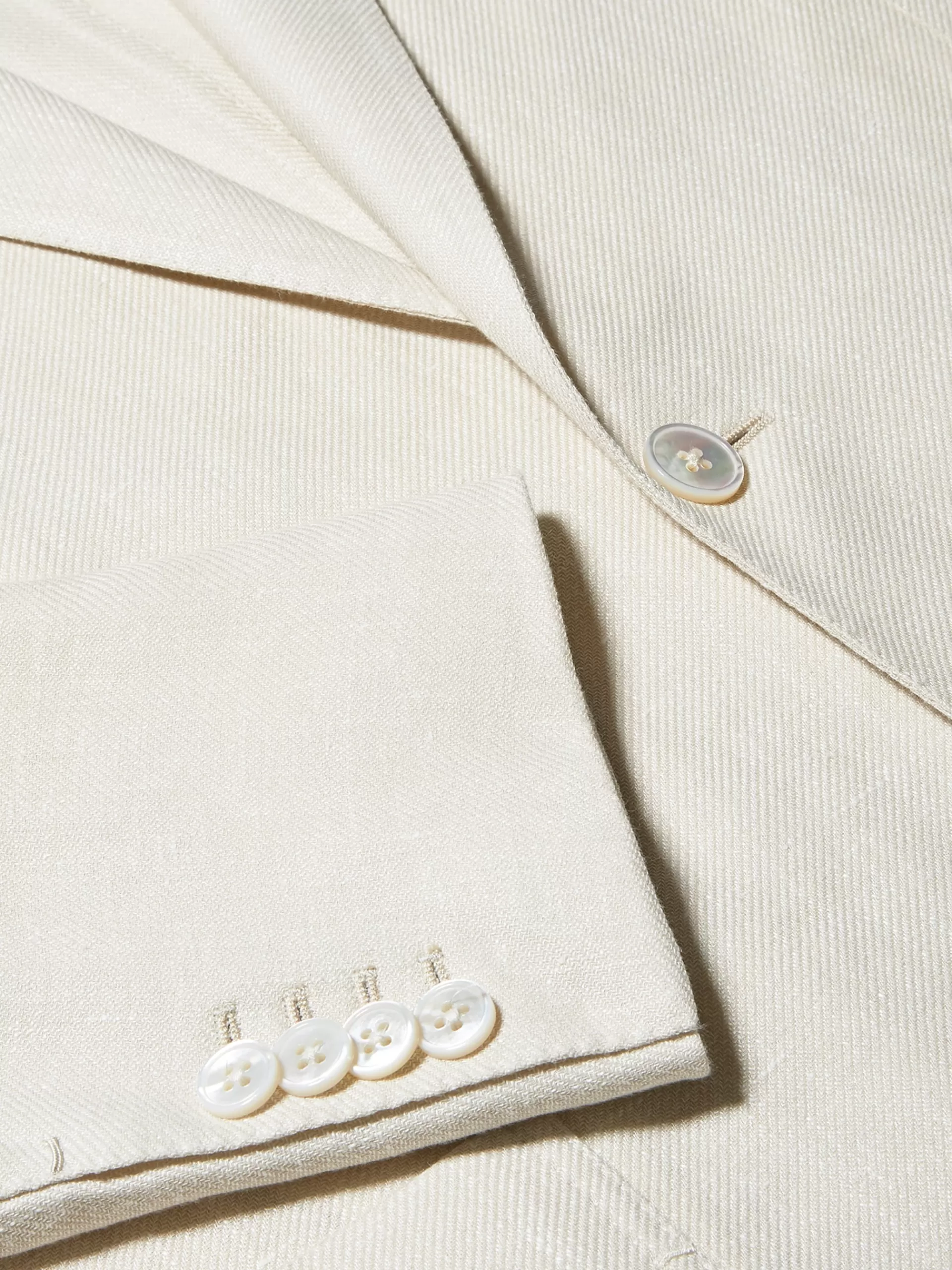 ZEGNA Blazers^Casaco Camiseiro Crossover Microestruturado Em Mistura De Linho E La Esbranquicado