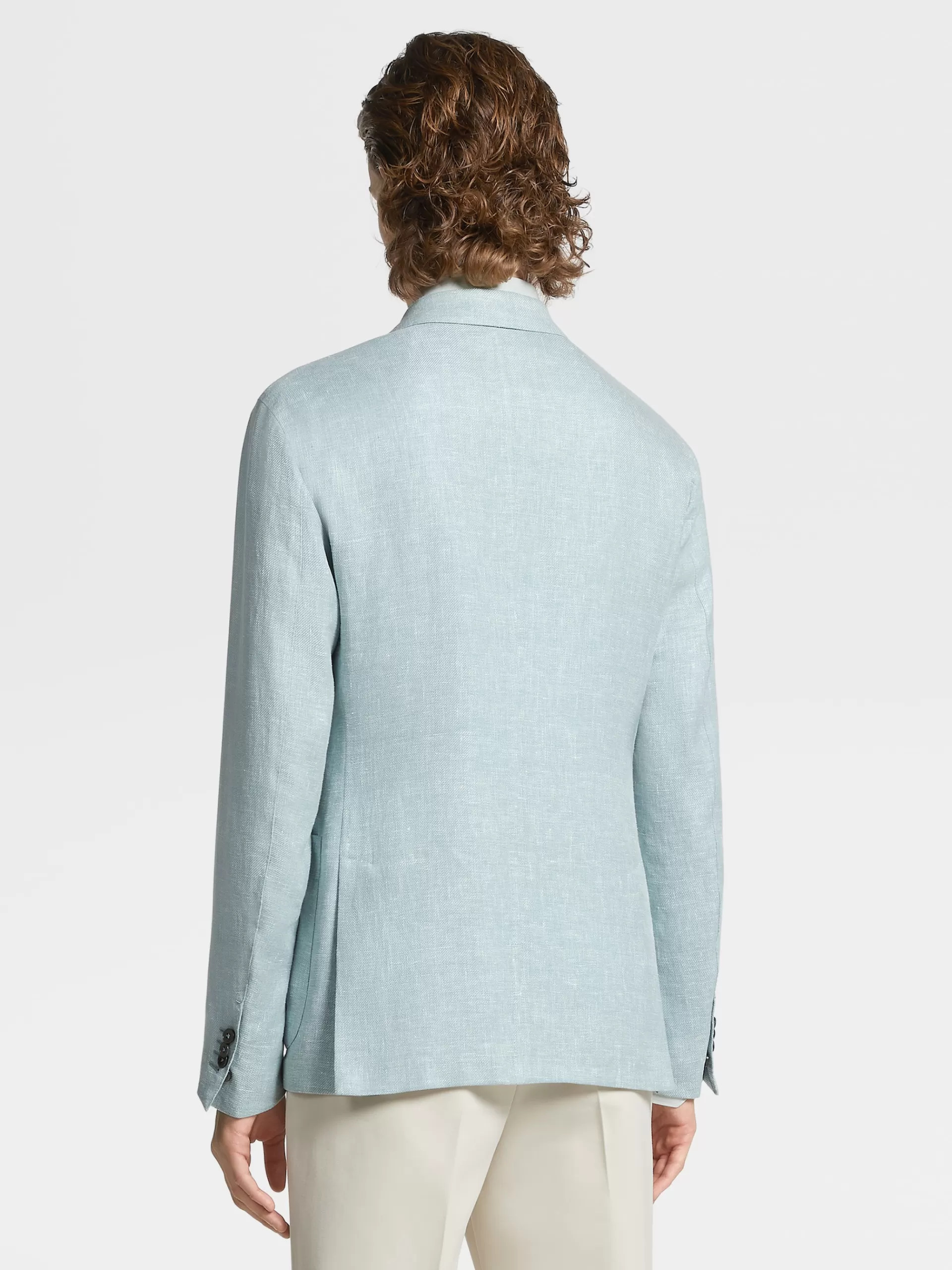 ZEGNA Blazers^Casaco Camiseiro Crossover Microestruturado Em Mistura De Linho E La Verde-Agua