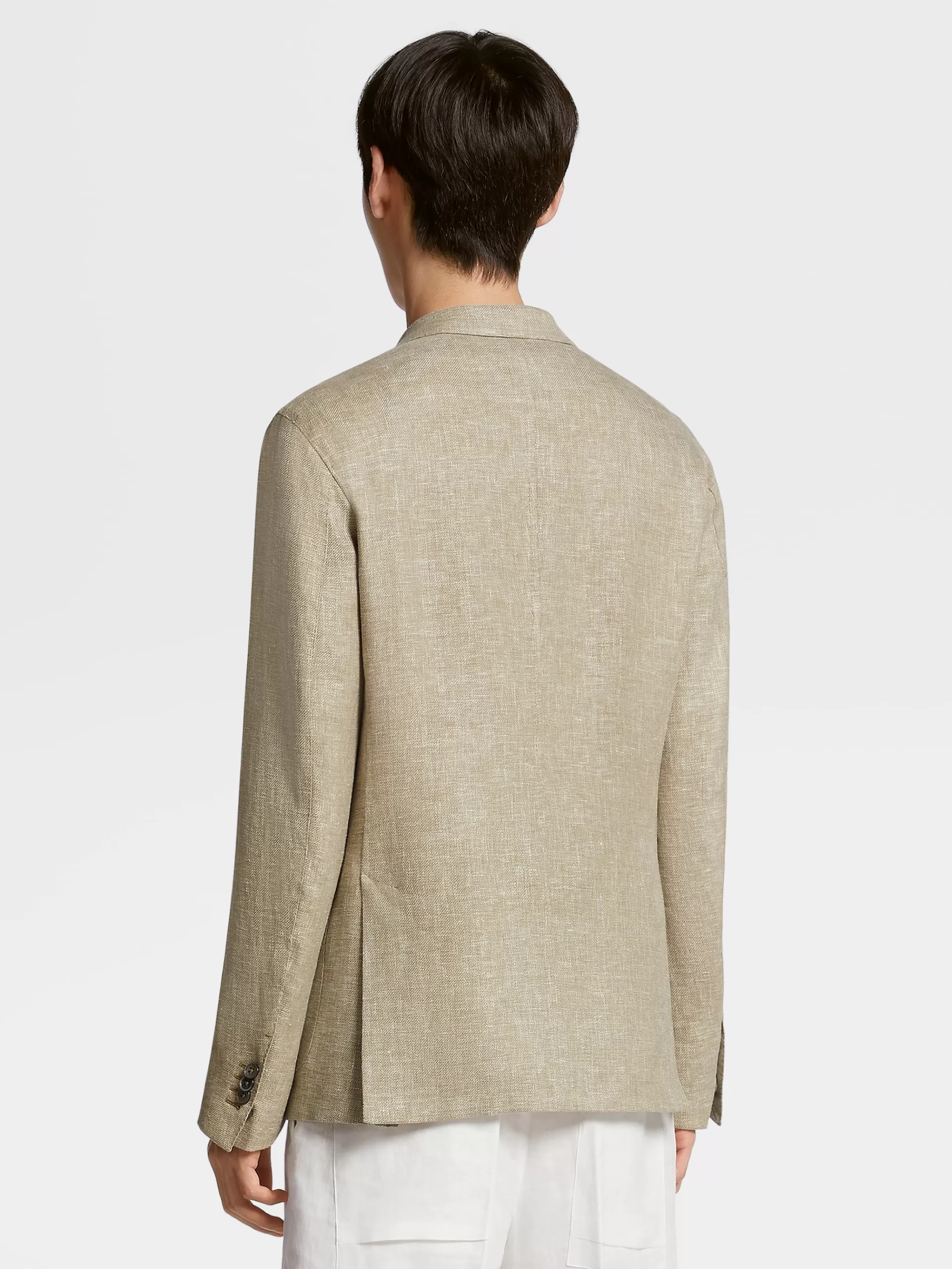 ZEGNA Blazers^Casaco Camiseiro Crossover Microestruturado Em Mistura De Linho E La Verde-Tropa Claro