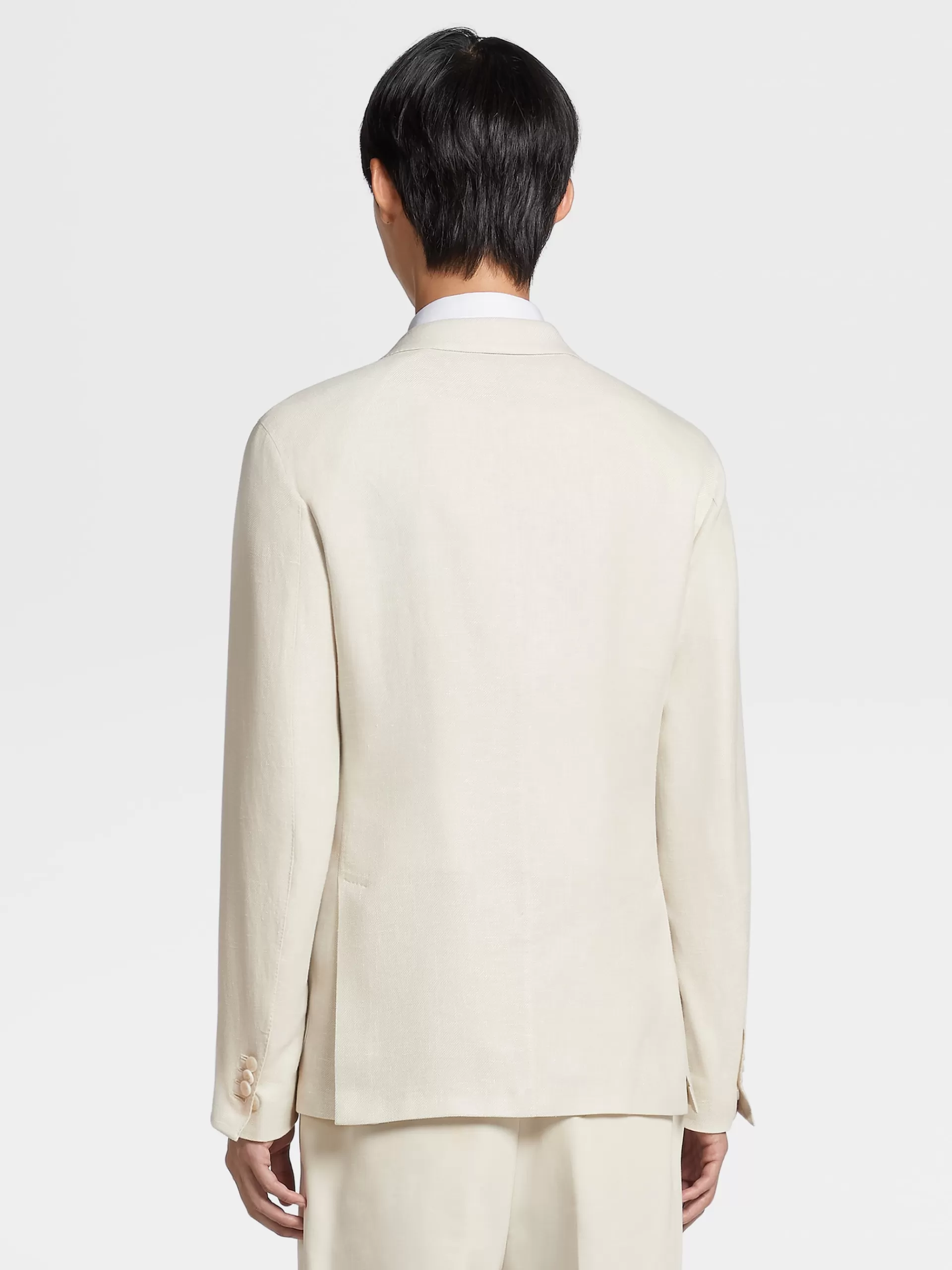 ZEGNA Blazers^Casaco Camiseiro Crossover Microestruturado Em Mistura De Linho E La Esbranquicado