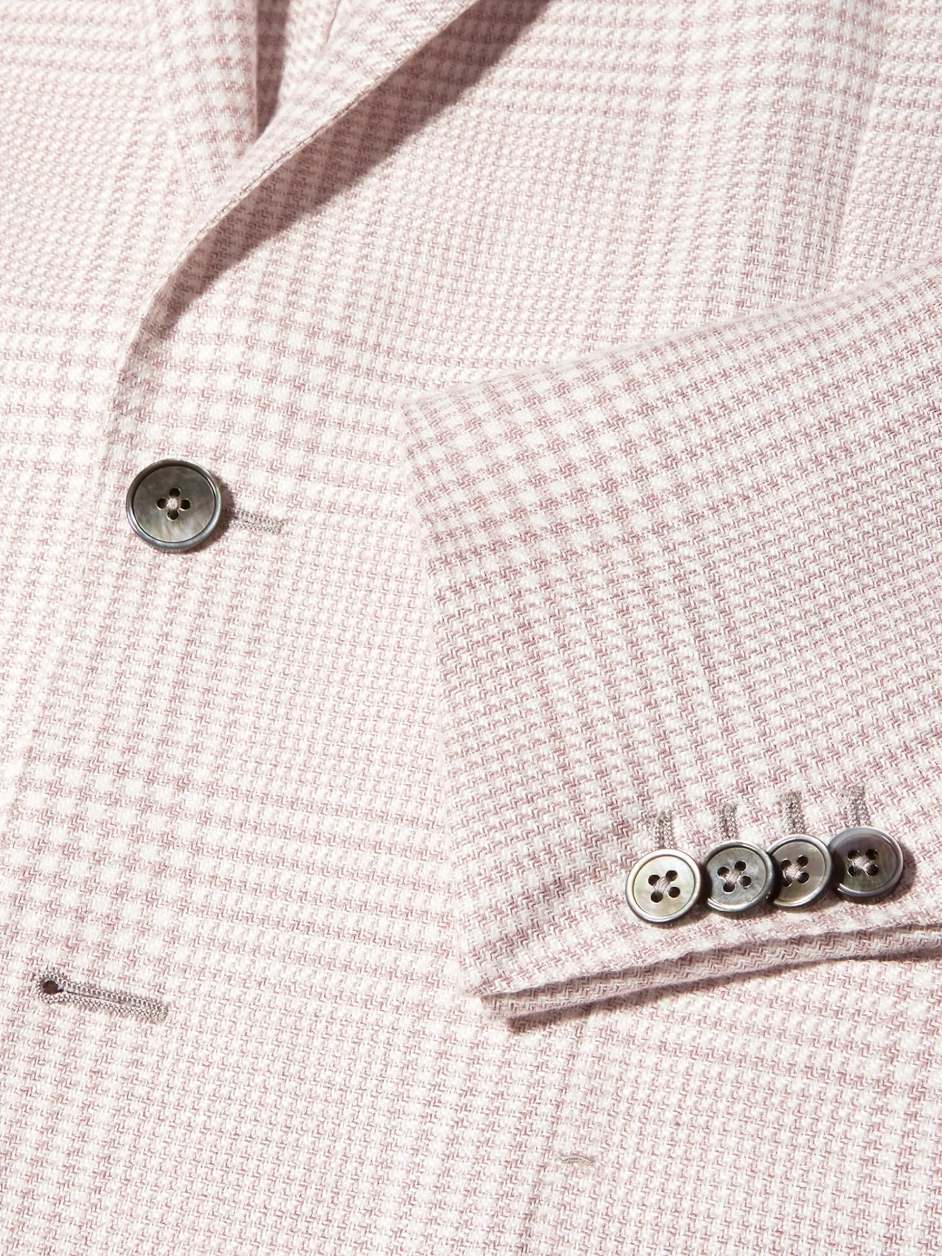 ZEGNA Blazers^Casaco Camiseiro Crossover Rosa E Branco Em Linho, La E Seda Com Padrao Principe De Gales Rosa-Velho/Branco