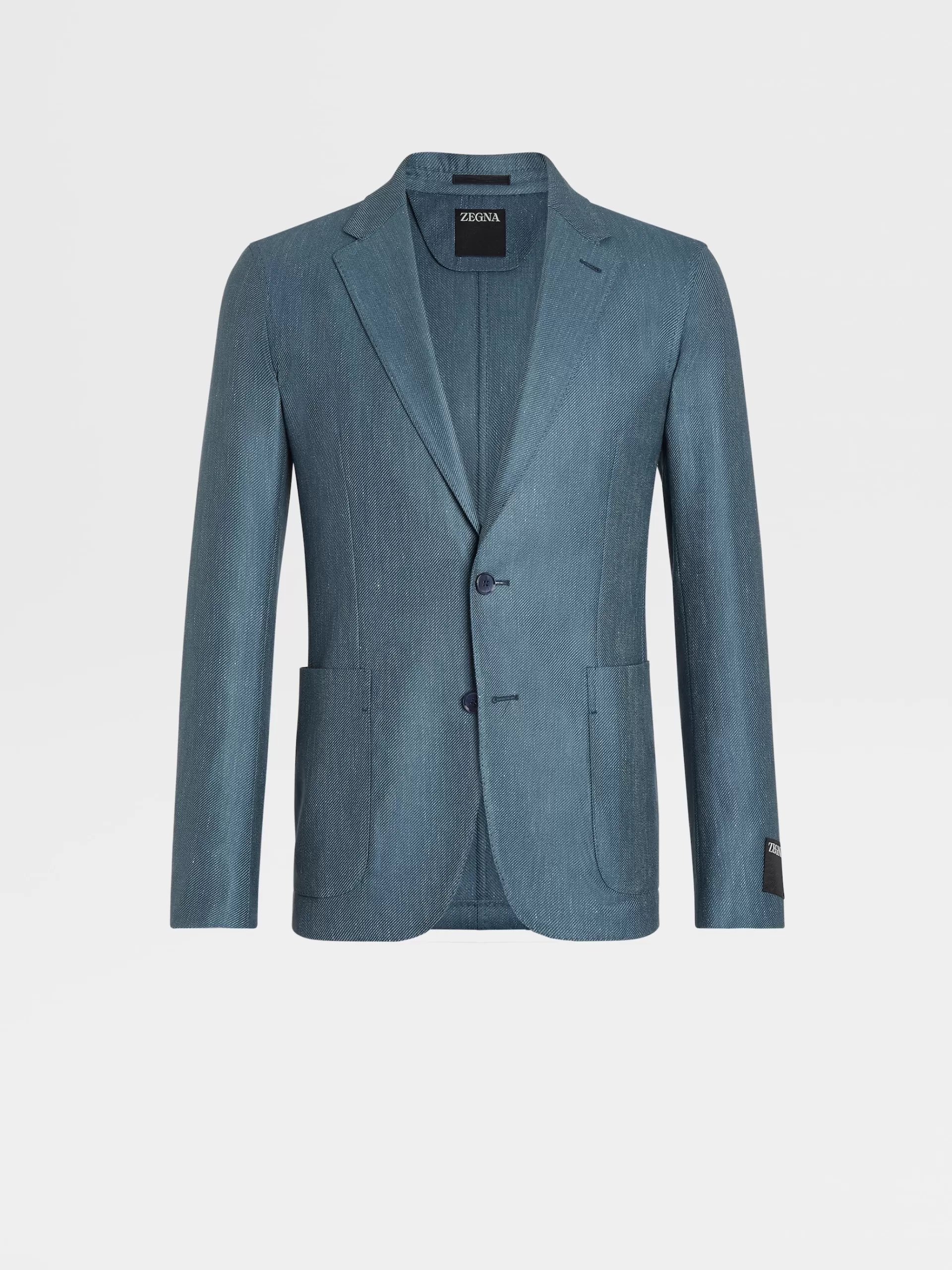 ZEGNA Blazers^Casaco Camiseiro Em Caxemira, Seda E Linho Azul-Petroleo Claro