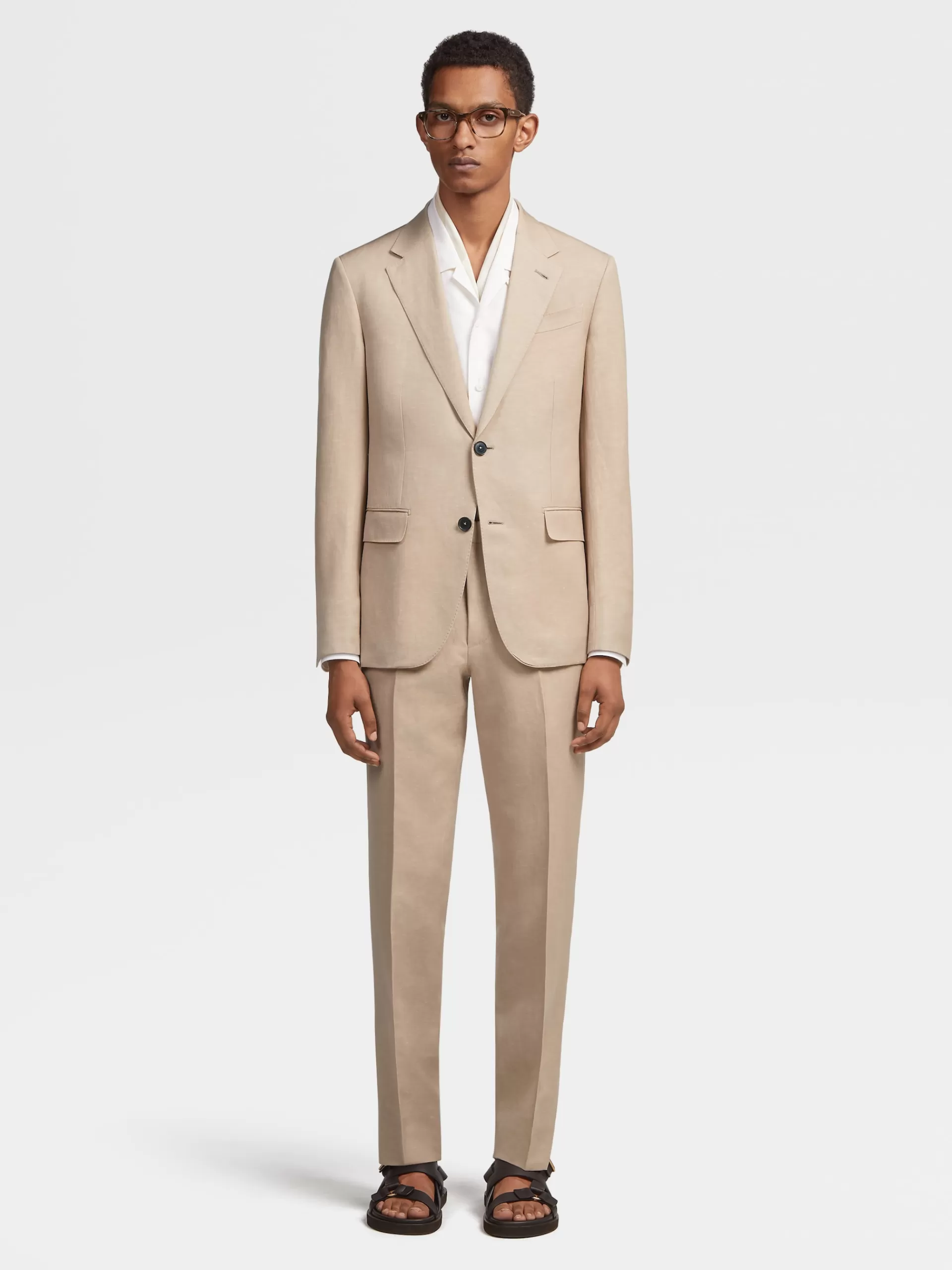 ZEGNA Blazers^Casaco Castanho Em La E Linho Trofeo™ Summer Bege