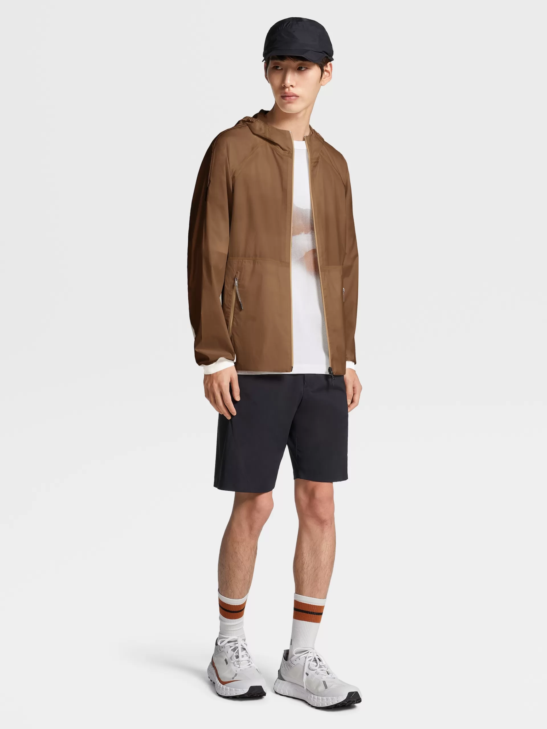 ZEGNA Blusoes E Casacos^Casaco Corta-Vento Com Capuz Em Tecido Tecnico #Usetheexisting™ Castanho-Claro