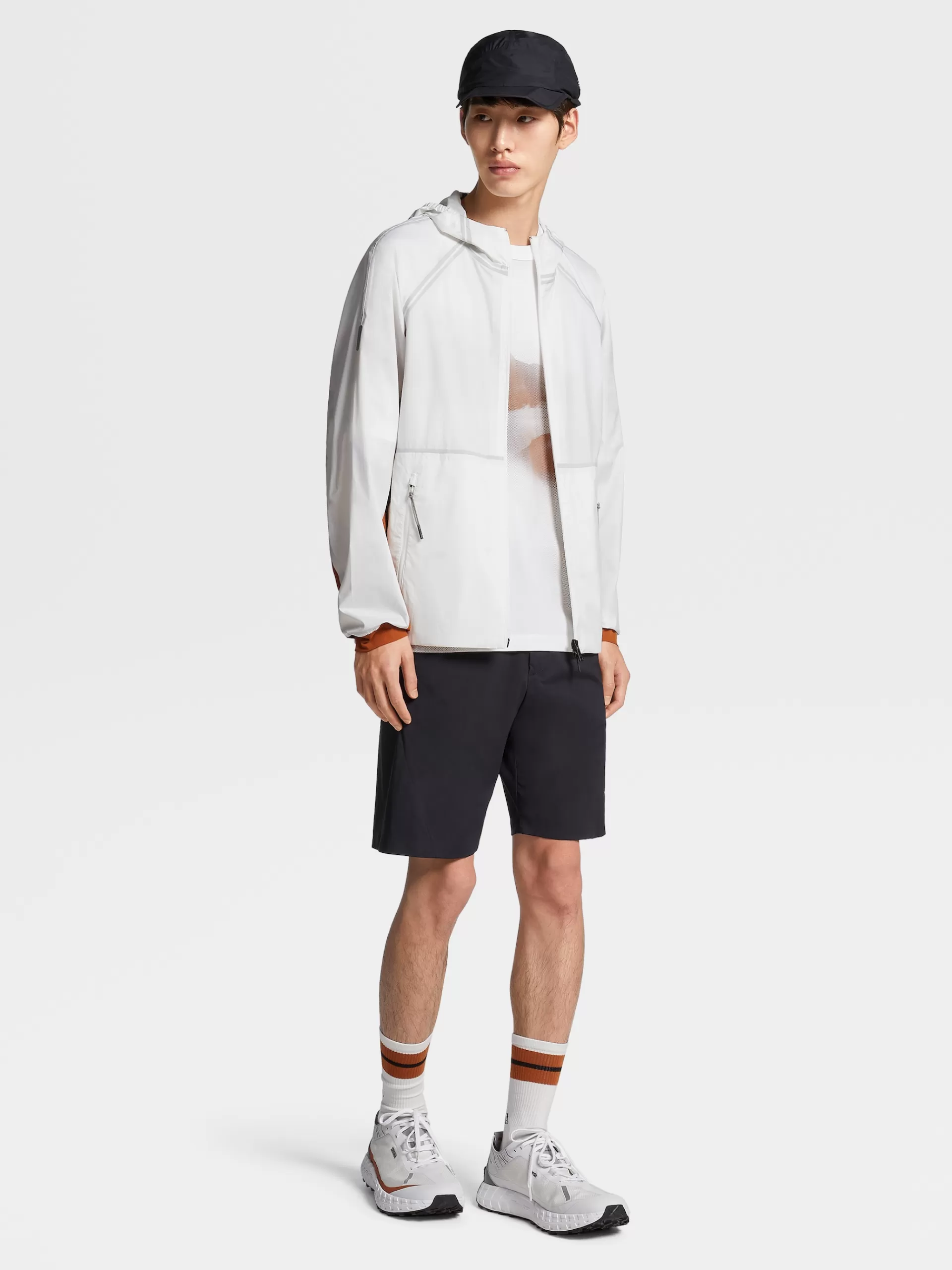 ZEGNA Blusoes E Casacos^Casaco Corta-Vento Com Capuz Em Tecido Tecnico #Usetheexisting™ Branco