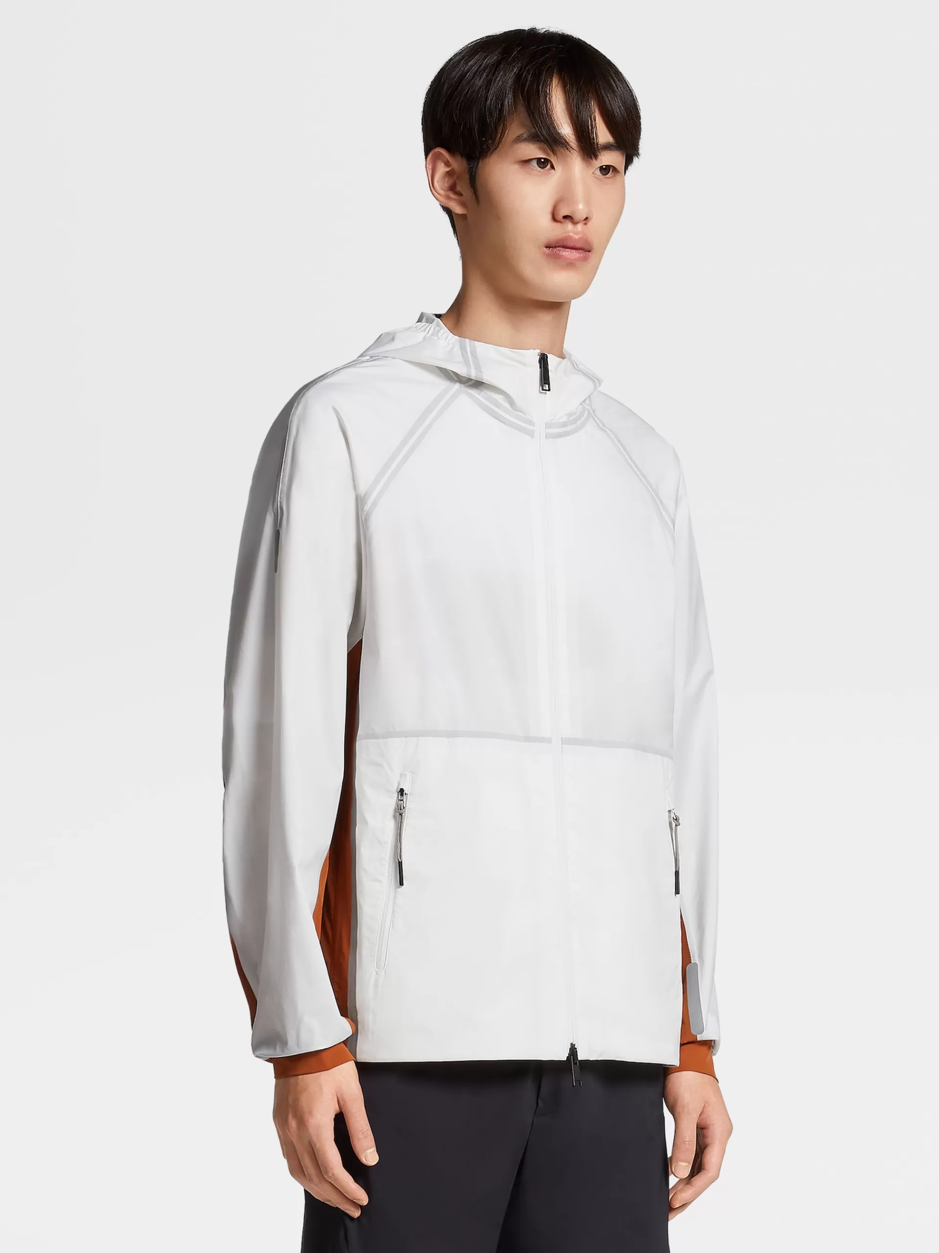 ZEGNA Blusoes E Casacos^Casaco Corta-Vento Com Capuz Em Tecido Tecnico #Usetheexisting™ Branco