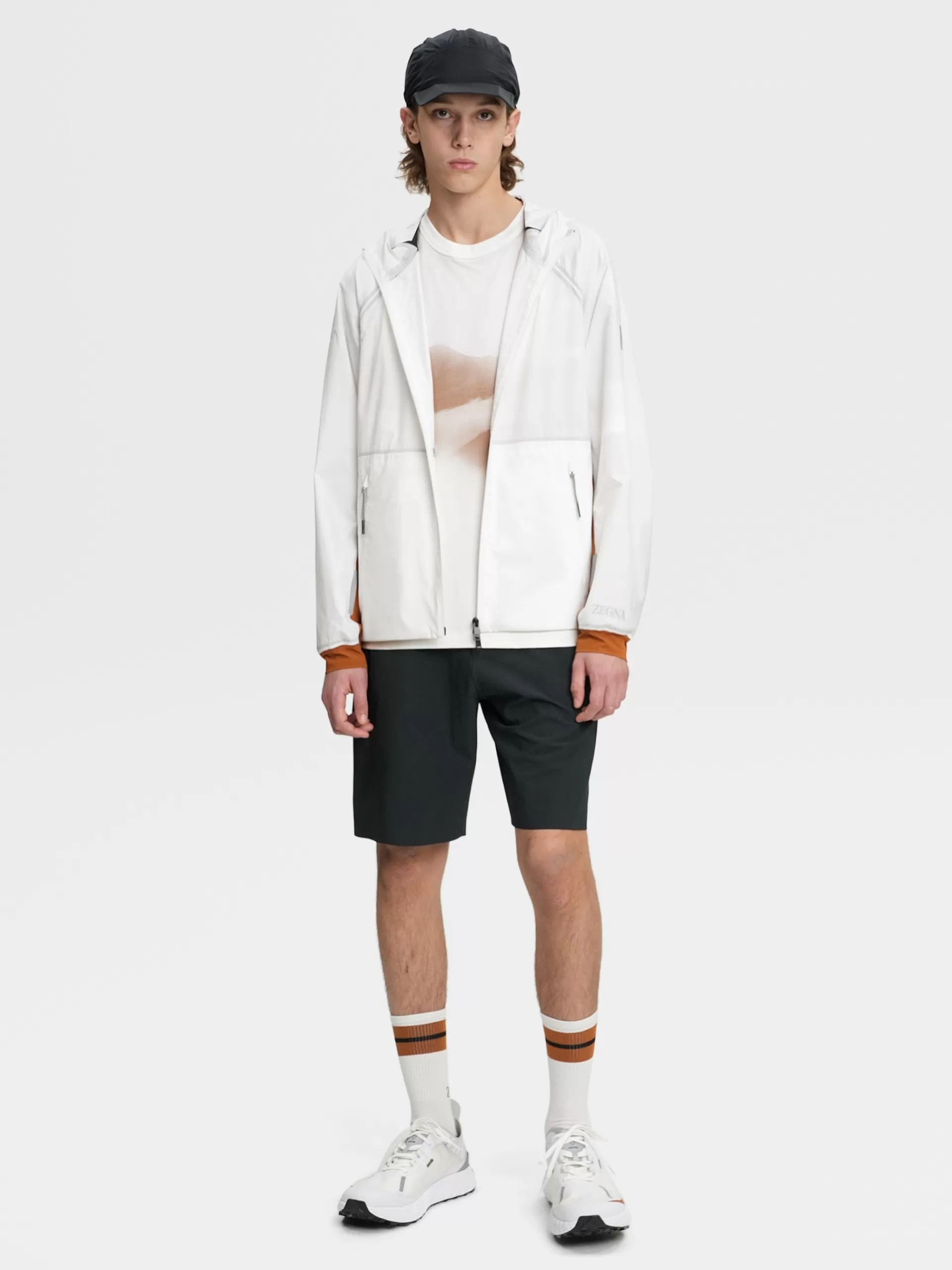 ZEGNA Blusoes E Casacos^Casaco Corta-Vento Com Capuz Em Tecido Tecnico #Usetheexisting™ Branco