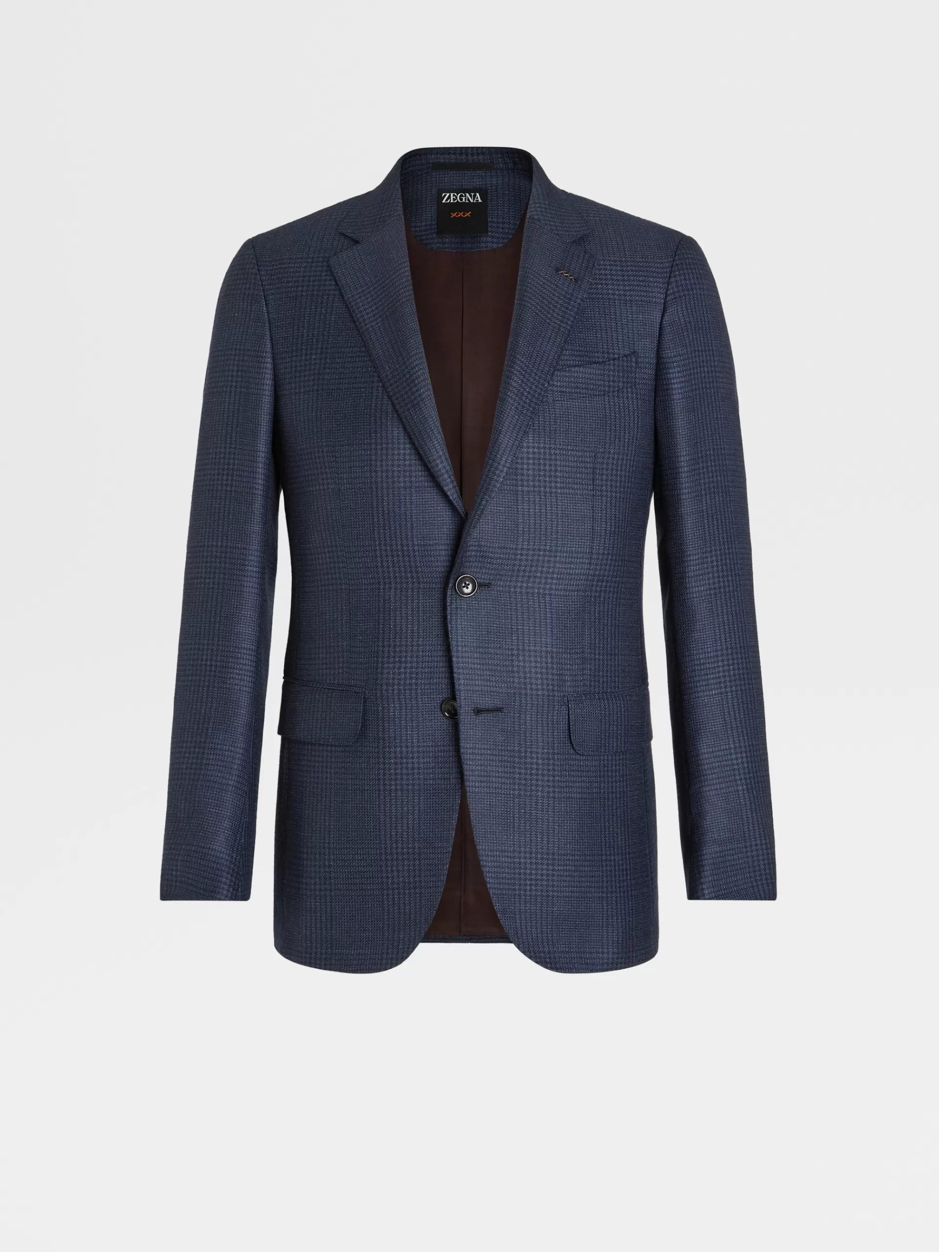 ZEGNA Blazers^Casaco Em Caxemira E Seda Principe De Gales Azul E Azul-Marinho Azul/Azul-Marinho