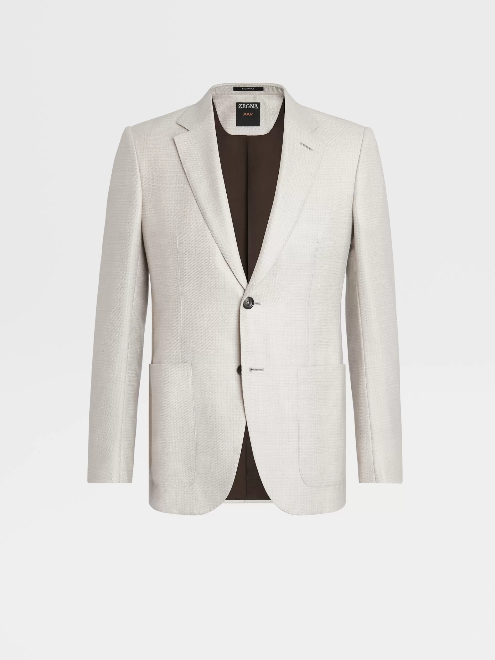 ZEGNA Blazers^Casaco Em Caxemira E Seda Principe De Gales Bege Bege-Claro/Bege