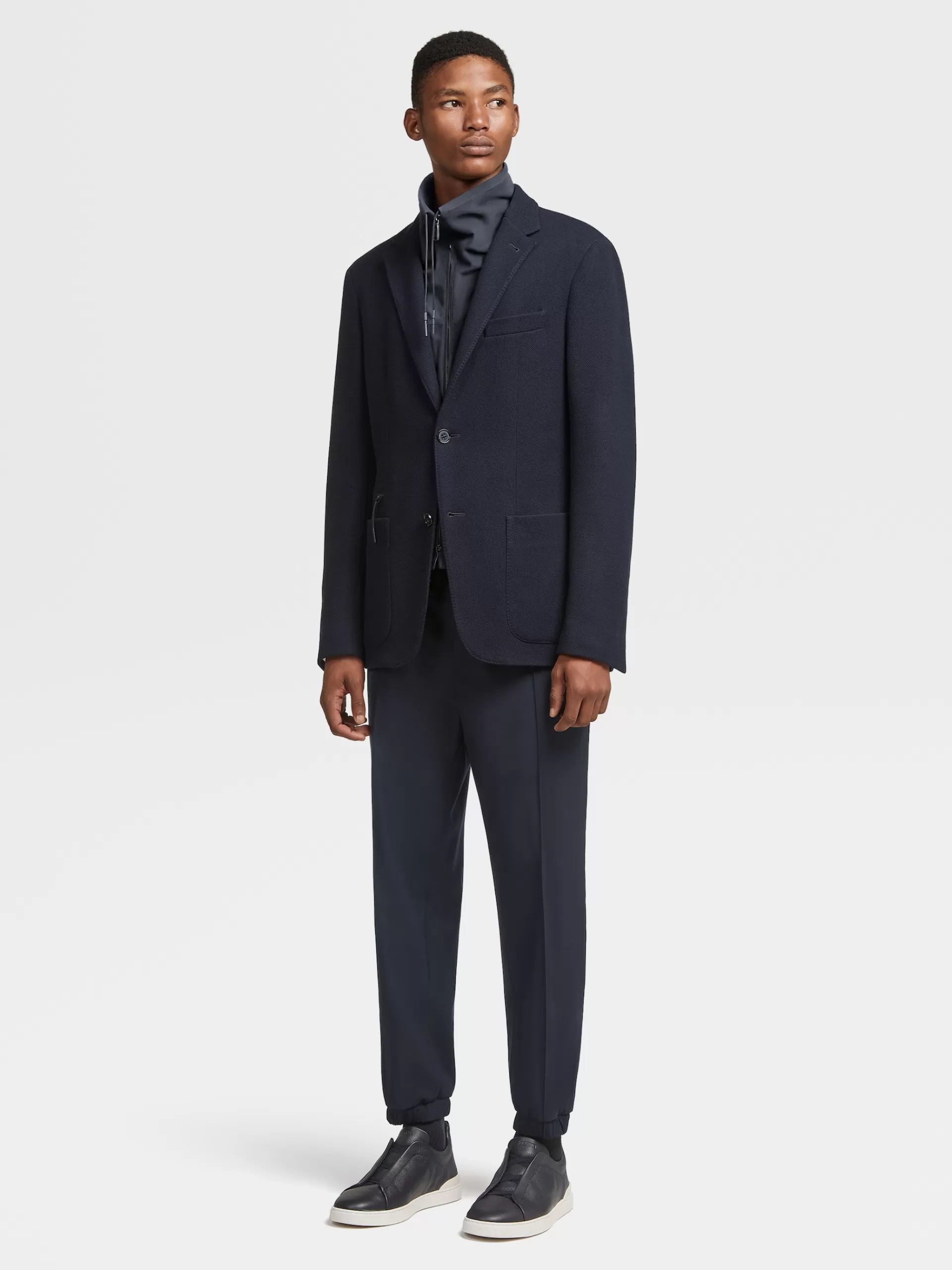 ZEGNA Blazers^Casaco Em Jersei De La High Performance™ E Algodao Azul-Marinho