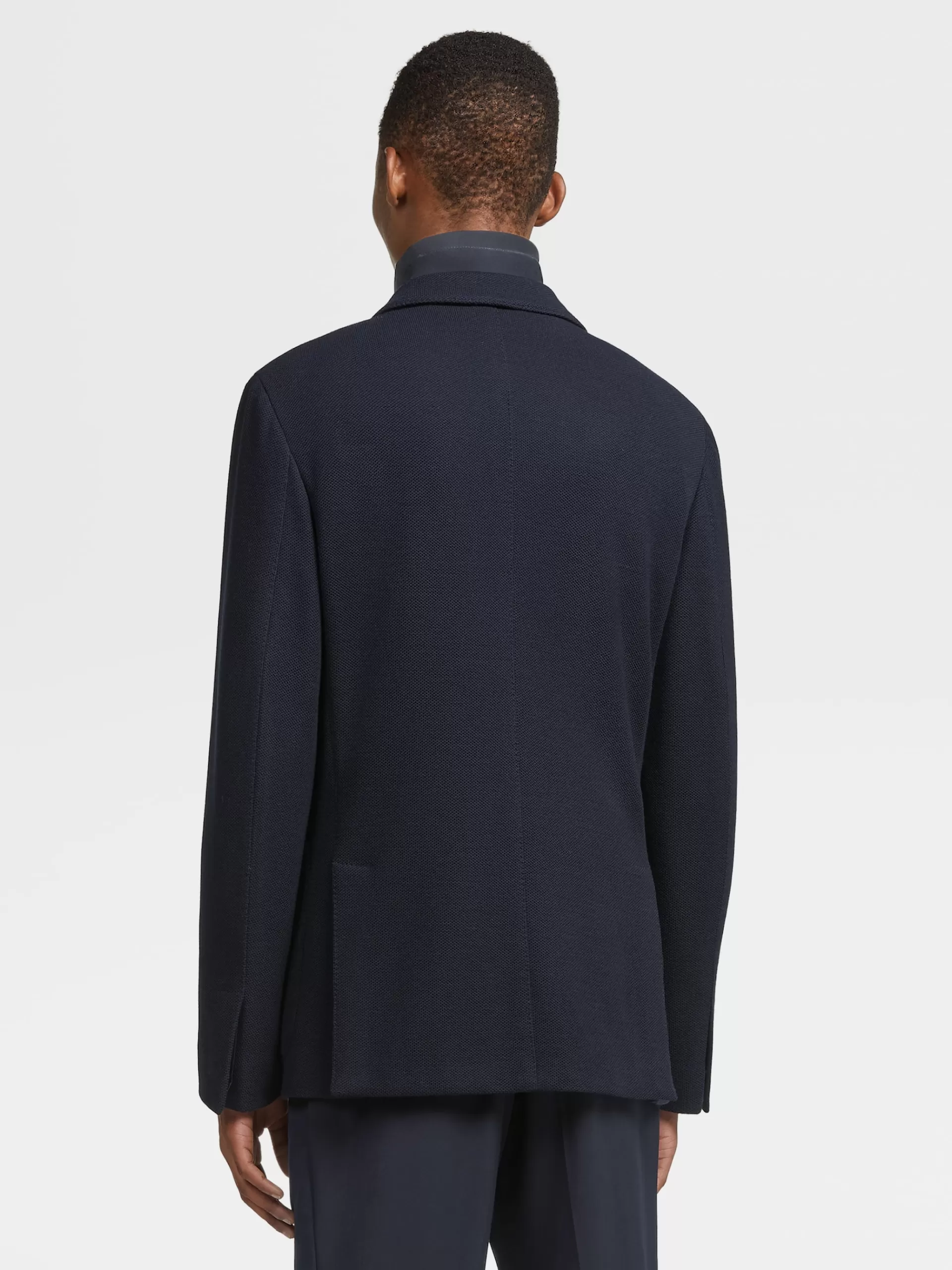 ZEGNA Blazers^Casaco Em Jersei De La High Performance™ E Algodao Azul-Marinho