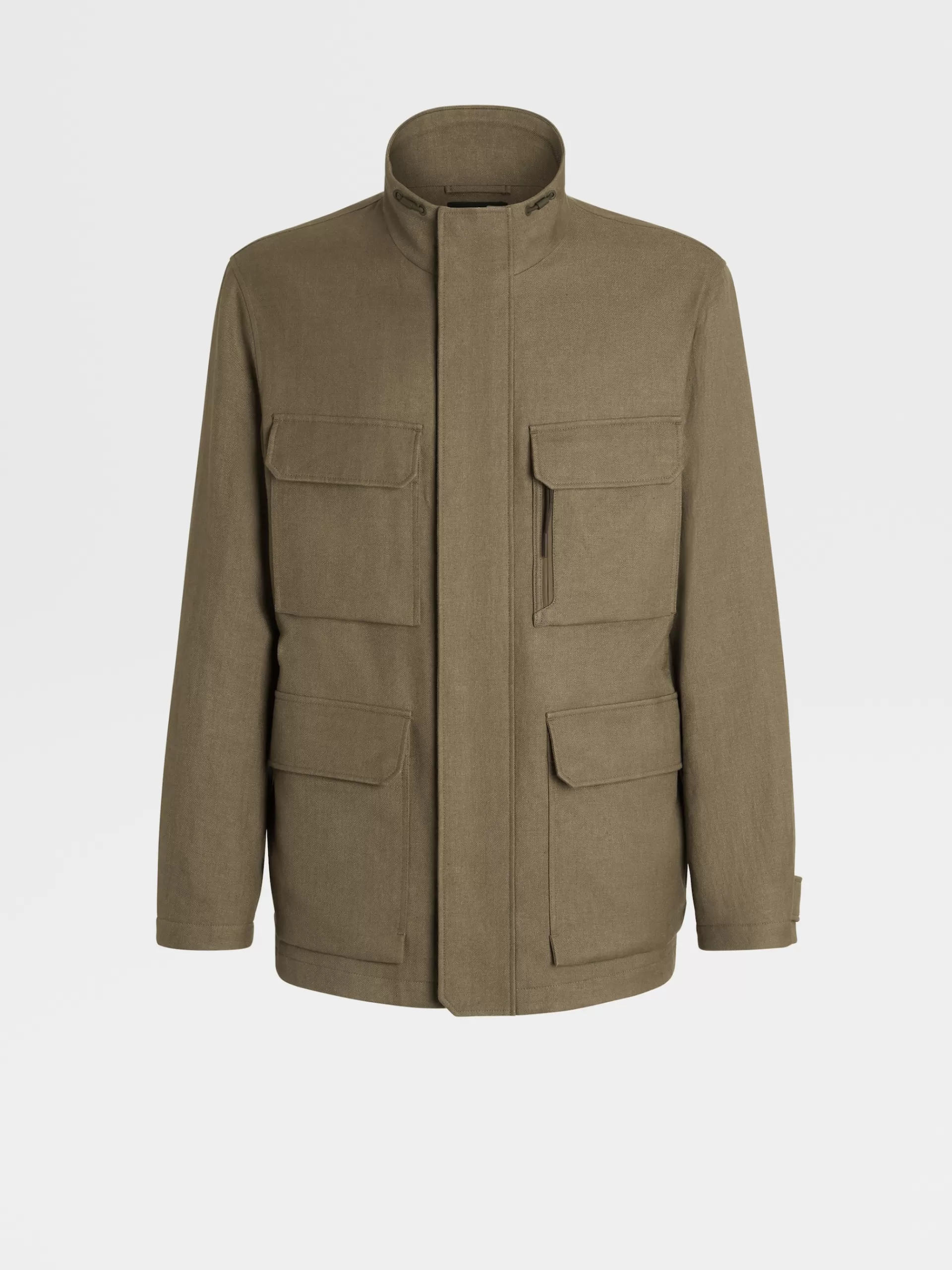 ZEGNA Blusoes E Casacos^Casaco Estilo Militar Acolchoado Em Linho E La Castanho-Claro