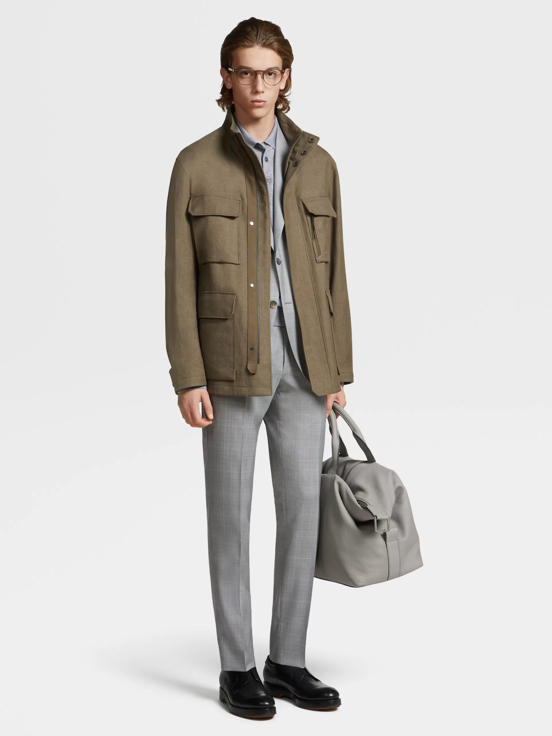 ZEGNA Blusoes E Casacos^Casaco Estilo Militar Acolchoado Em Linho E La Castanho-Claro
