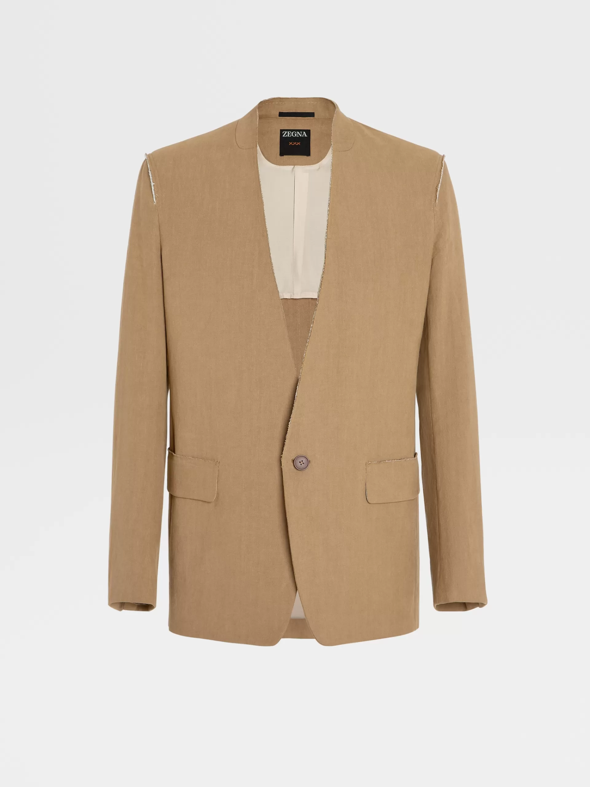 ZEGNA Blazers^Casaco Fashion Show Em Linho Puro Camel