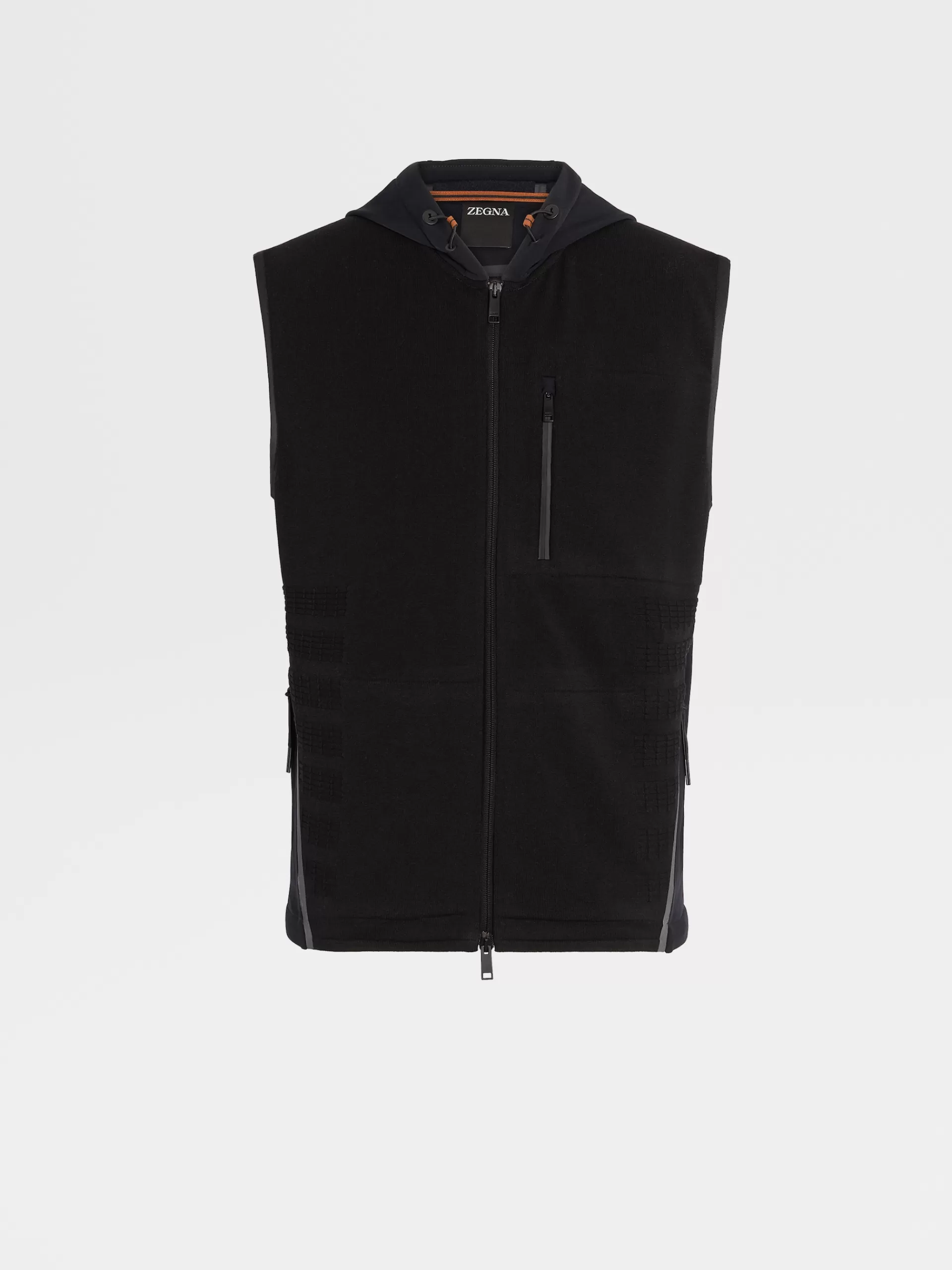 ZEGNA Blusoes E Casacos^Colete Com Capuz E Fecho De Correr Integral Em Tecido Tecnico Preto