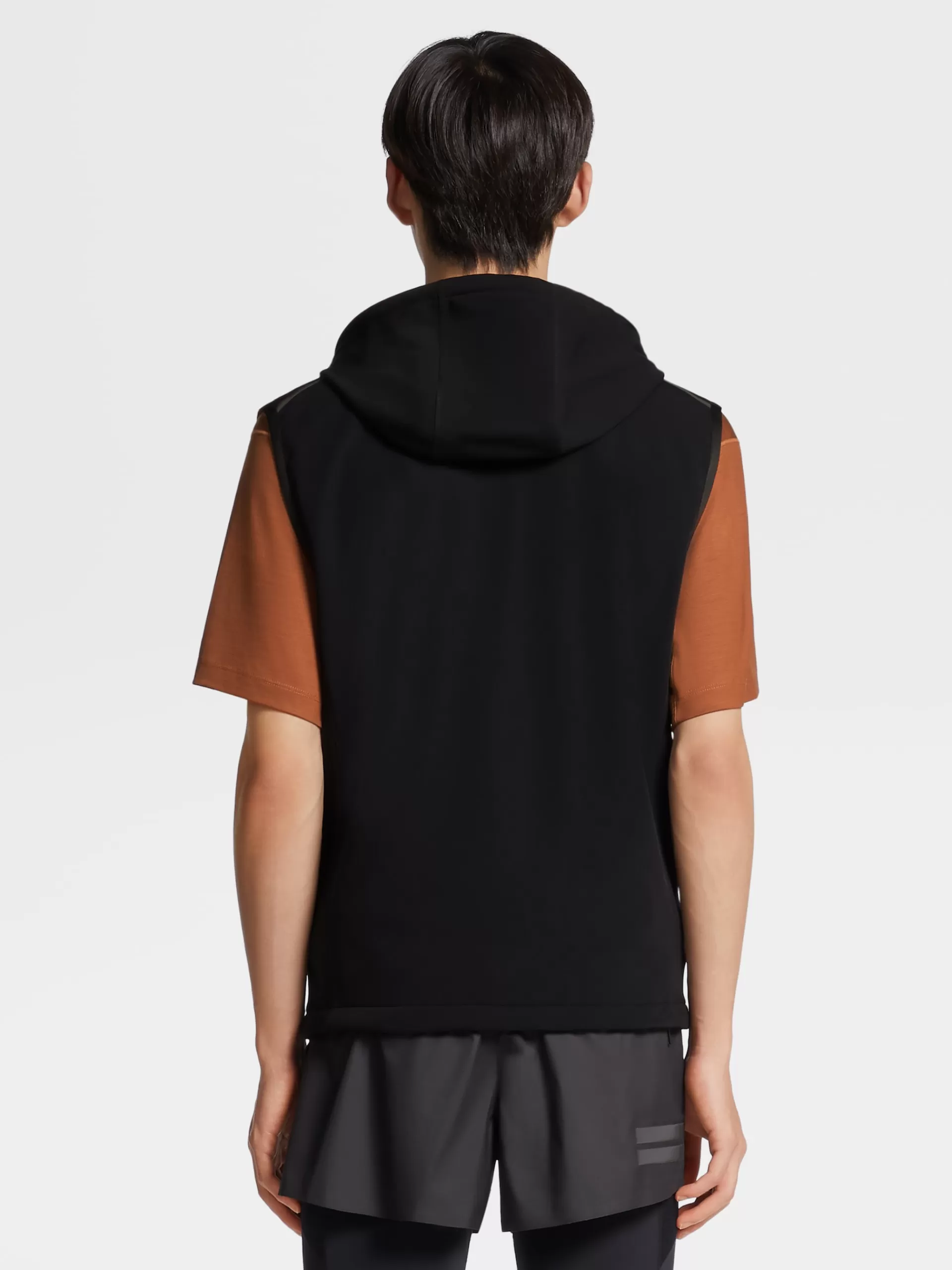 ZEGNA Blusoes E Casacos^Colete Com Capuz E Fecho De Correr Integral Em Tecido Tecnico Preto