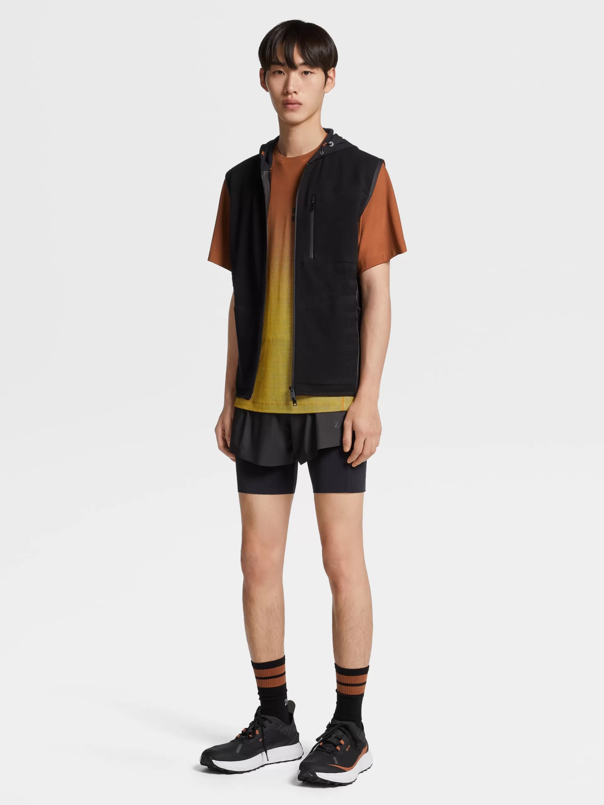 ZEGNA Blusoes E Casacos^Colete Com Capuz E Fecho De Correr Integral Em Tecido Tecnico Preto