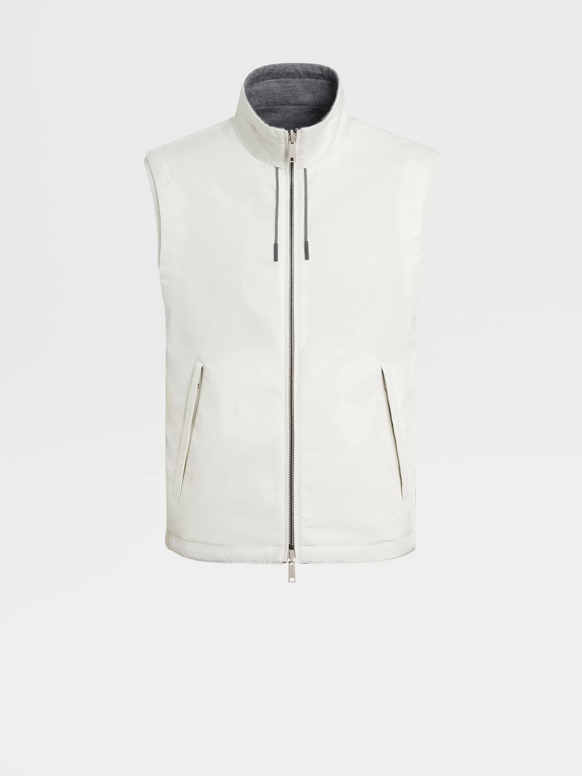 ZEGNA Blusoes E Casacos^Colete Reversivel Em Tecido Tecnico Branco/Cinzento