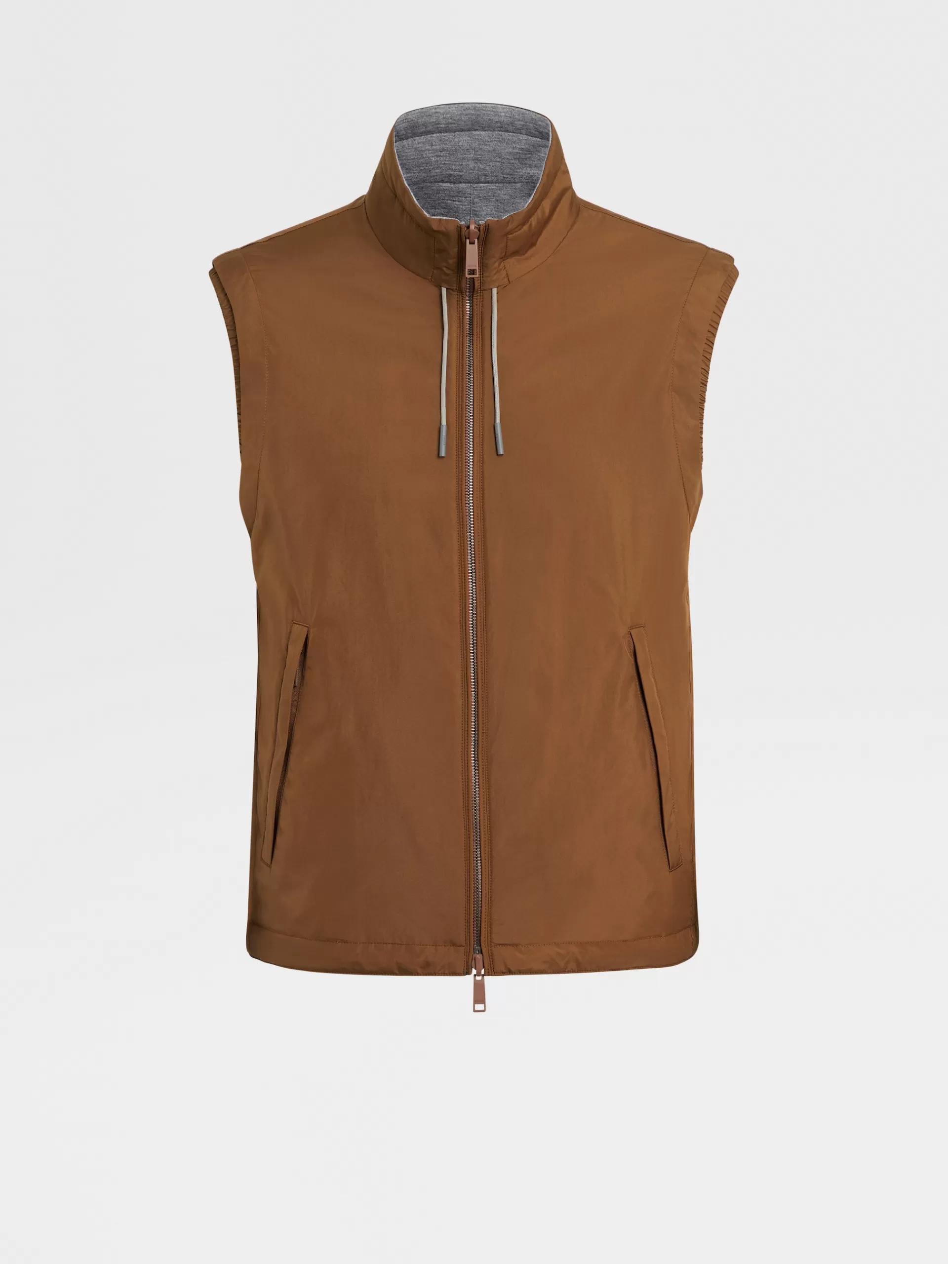 ZEGNA Blusoes E Casacos^Colete Reversivel Em Tecido Tecnico Vicunha/Cinzento
