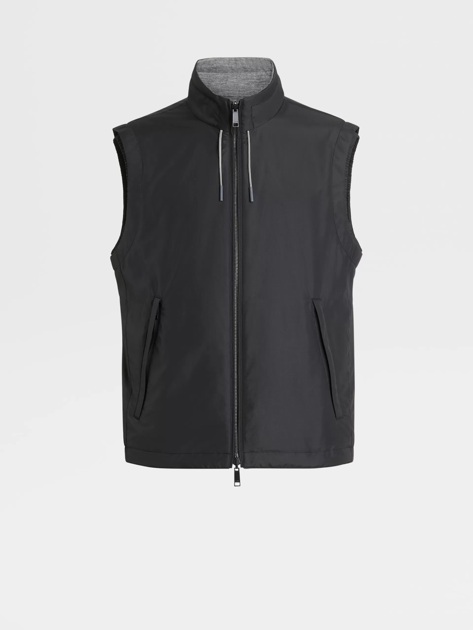 ZEGNA Blusoes E Casacos^Colete Reversivel Em Tecido Tecnico Preto/Cinzento