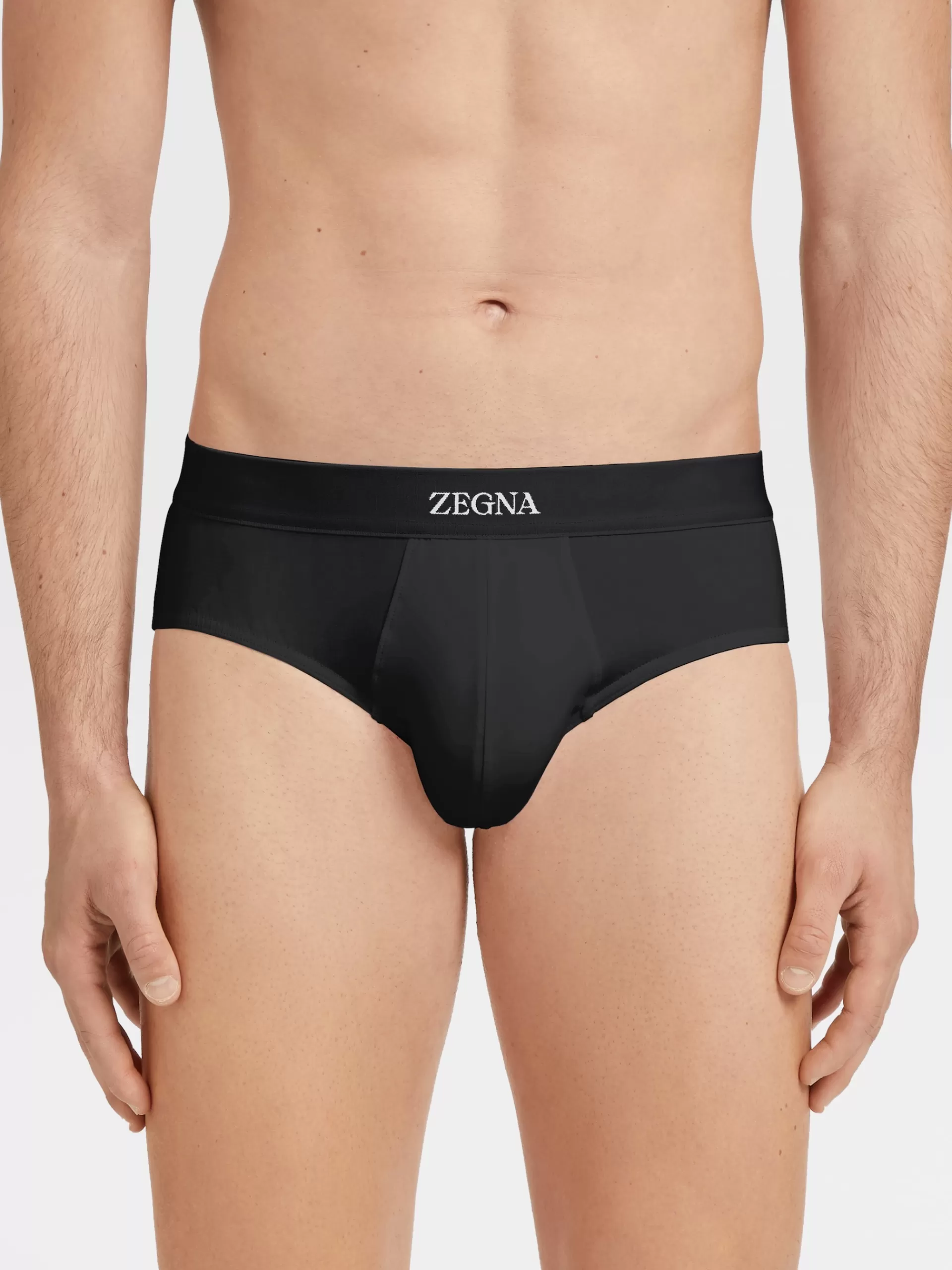 ZEGNA Roupa Interior E Meias^Cuecas Em Algodao Elastico Pretas Preto