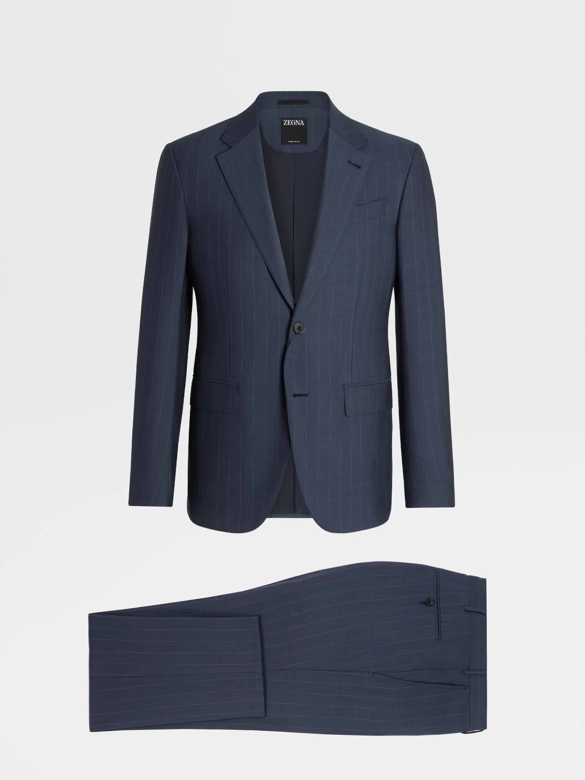 ZEGNA Fatos^Fato Em La 14Milmil14 Padrao De Riscas Finas Azul-Escuro