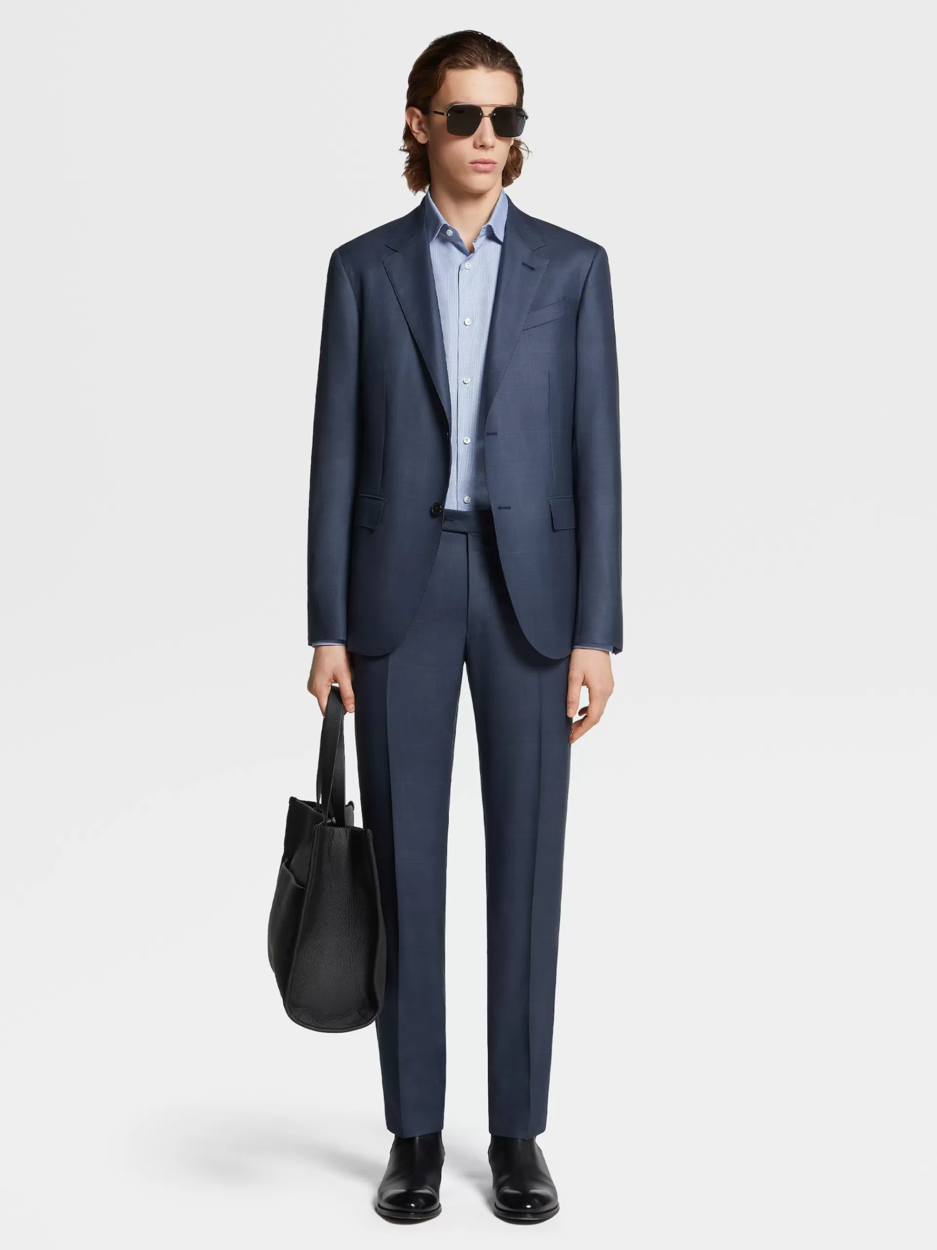 ZEGNA Fatos^Fato Em La 15Milmil15 Xadrez Sobreposto Azul-Escuro